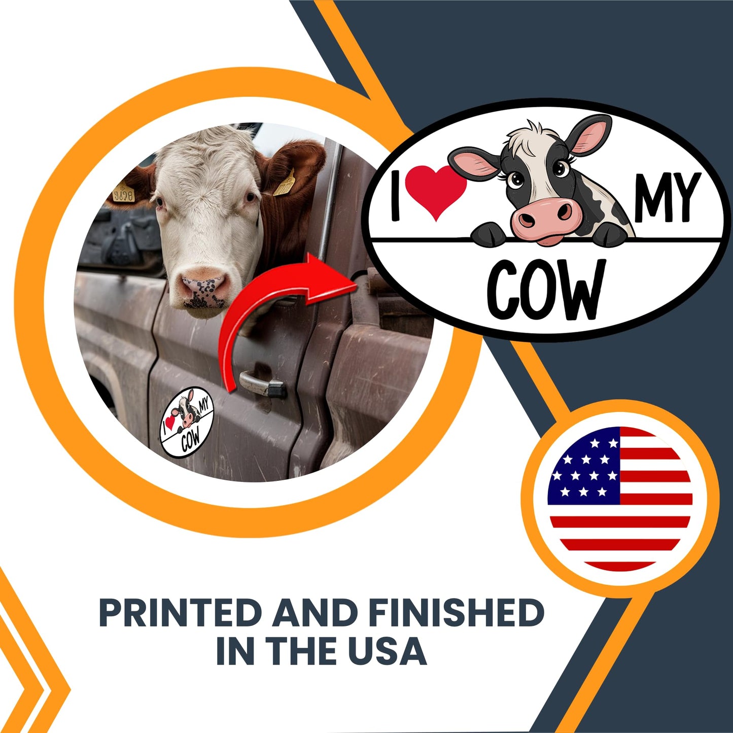 Magnet Me Up I Love My Cow Car Magnet Decal, 4x6 Inches, Farm Animal Lovers, Magnetic Decoration for Fridge, Lockers, Souvenir Gifts