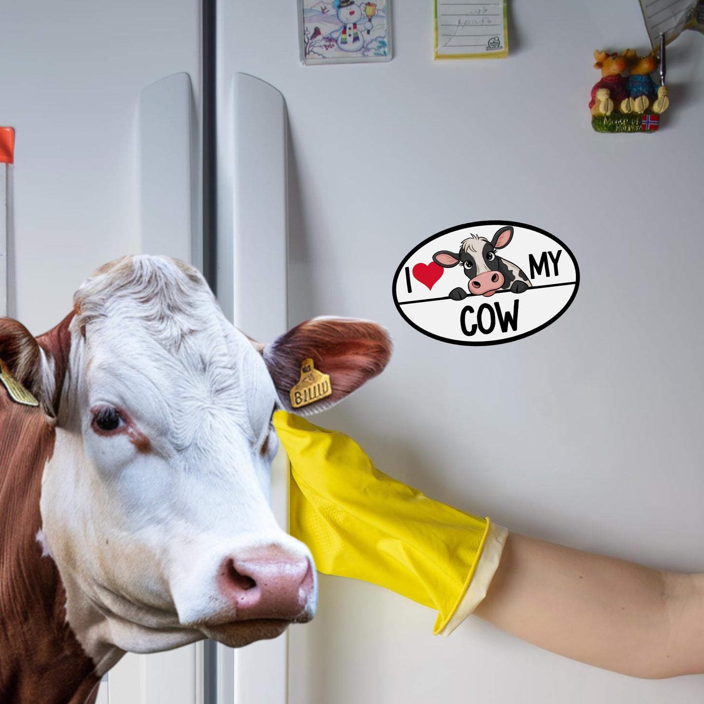 Magnet Me Up I Love My Cow Car Magnet Decal, 4x6 Inches, Farm Animal Lovers, Magnetic Decoration for Fridge, Lockers, Souvenir Gifts