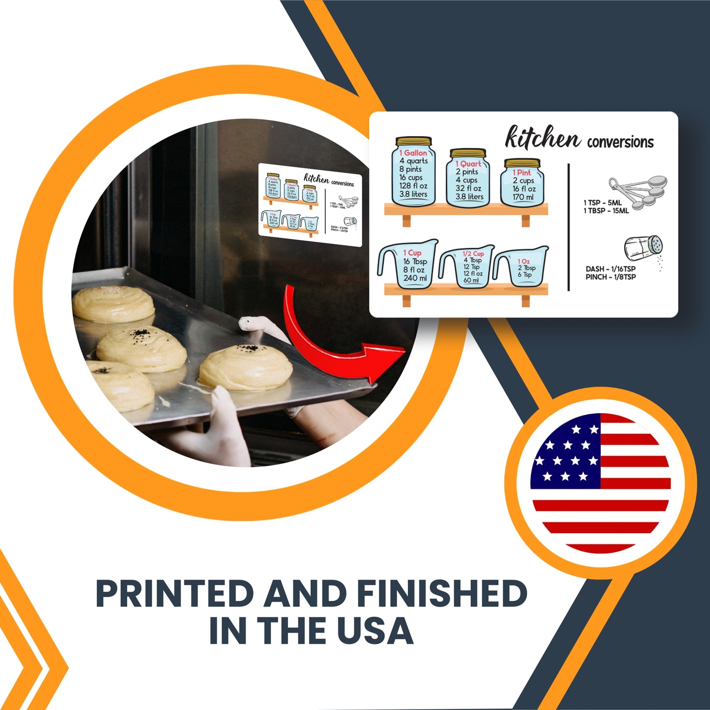 Magnet Me Up Kitchen Conversion Chart, 4x6 Magnet Decal, Cute Baking Gift and Measurement Recipe Accessory, Perfect for Refrigerator, Dishwasher or Any Other Magnetic Surface