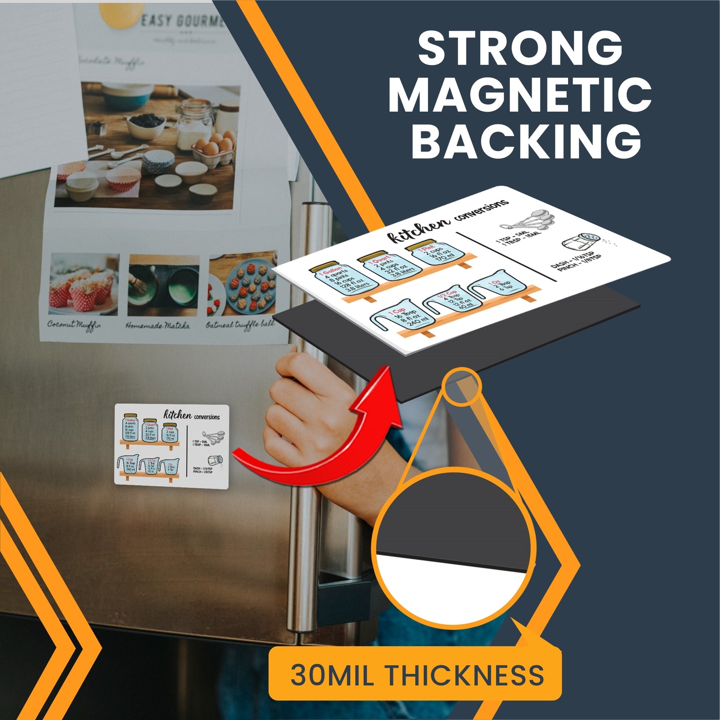 Magnet Me Up Kitchen Conversion Chart, 4x6 Magnet Decal, Cute Baking Gift and Measurement Recipe Accessory, Perfect for Refrigerator, Dishwasher or Any Other Magnetic Surface