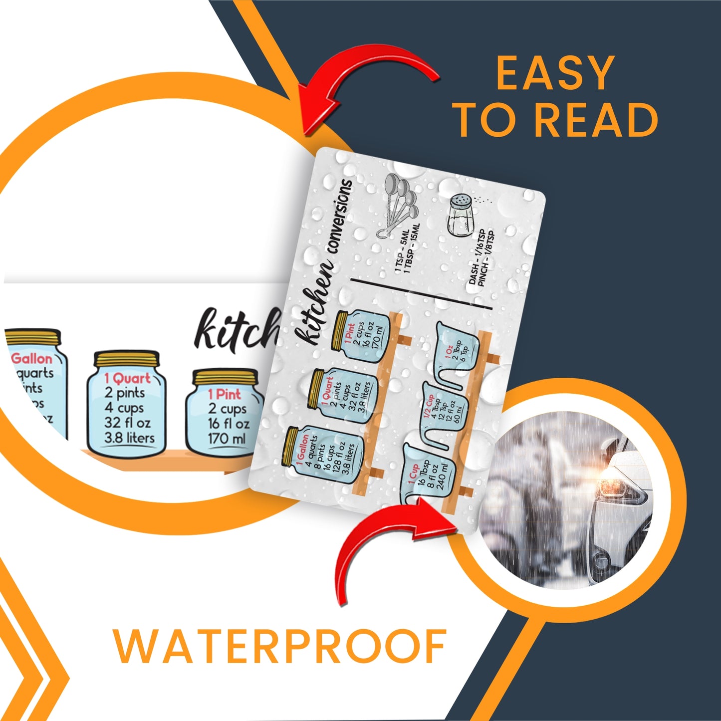 Magnet Me Up Kitchen Conversion Chart, 4x6 Magnet Decal, Cute Baking Gift and Measurement Recipe Accessory, Perfect for Refrigerator, Dishwasher or Any Other Magnetic Surface