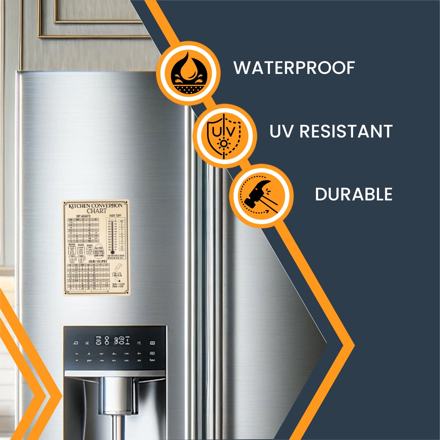 Magnet Me Up Large Rustic Kitchen Conversion Chart, 5x7.5 Magnet Decal, Cute Baking Gift and Measurement Recipe Accessory, Perfect for Refrigerator, Dishwasher or Any Other Magnetic Surface