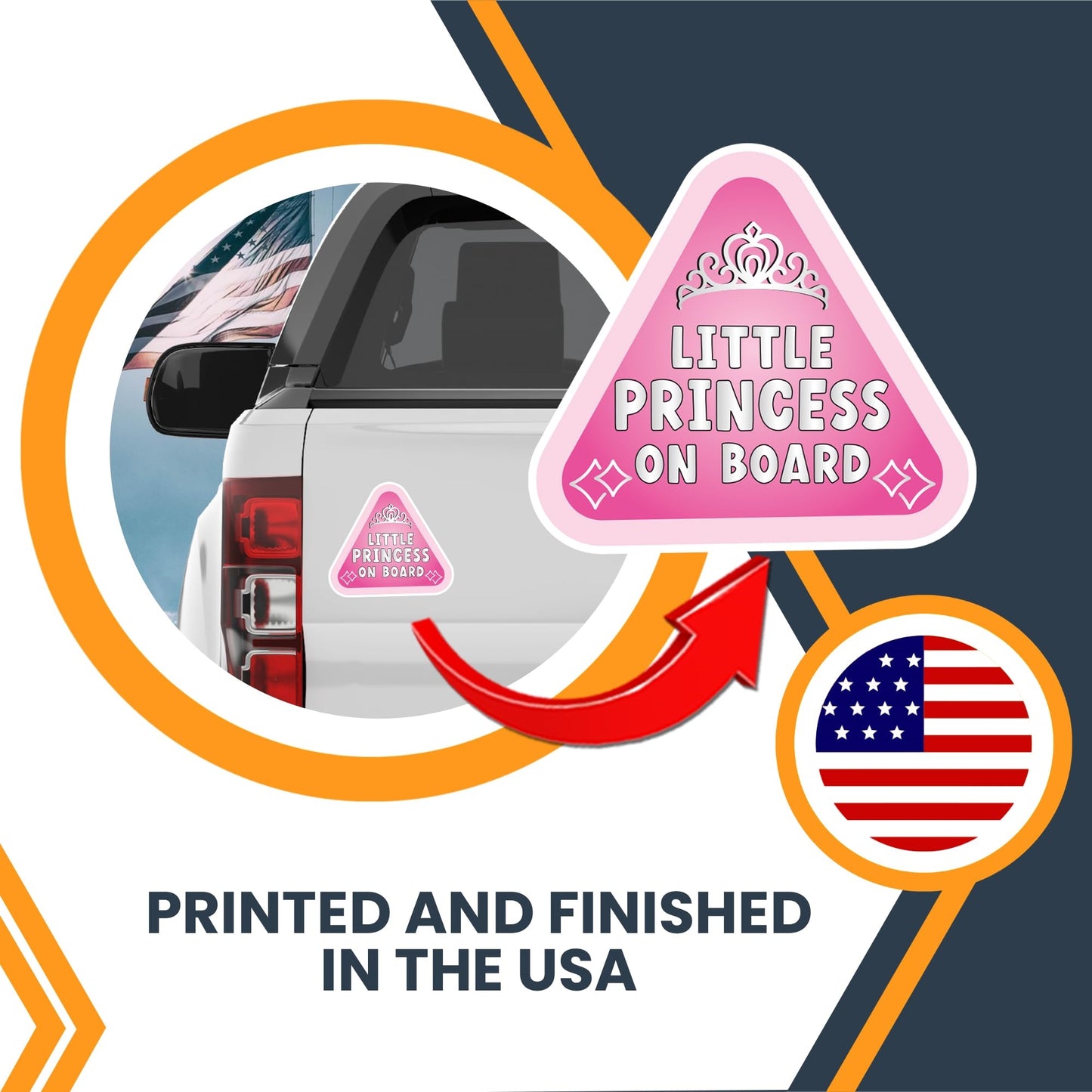 Magnet Me Up Little Princess Baby On Board Car Magnet Decal โ Durable, 5 Inch, Pink, Cute Baby on Car Safety Sign, Baby on Highway, Made in USA
