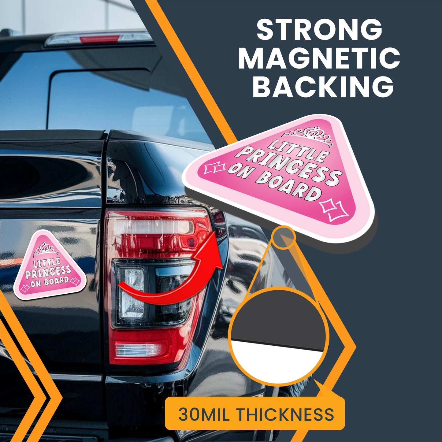 Magnet Me Up Little Princess Baby On Board Car Magnet Decal โ Durable, 5 Inch, Pink, Cute Baby on Car Safety Sign, Baby on Highway, Made in USA