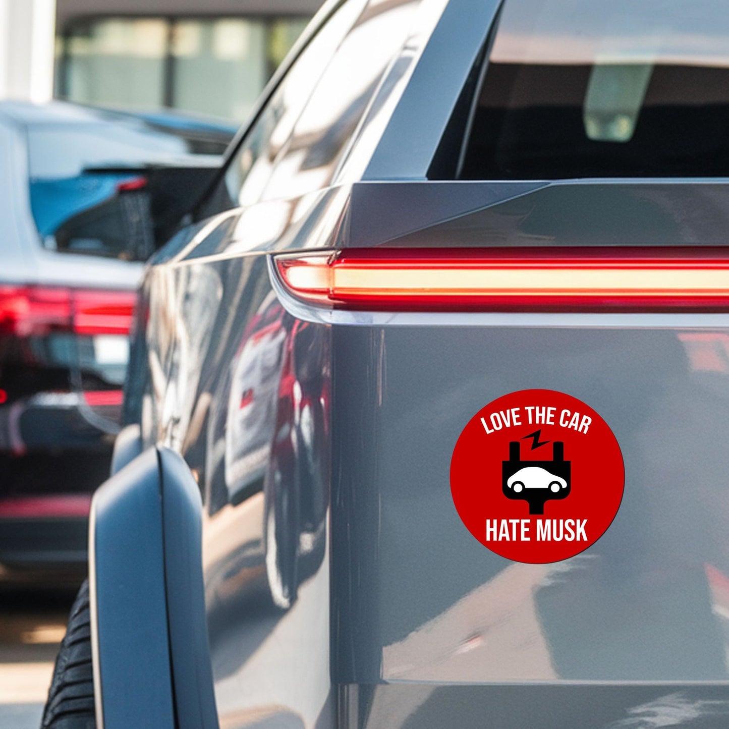 Magnet Me Up Love The Car, Hate Musk Magnet โ 5", Funny Anti Elon Musk Car Magnet Decal โ Weatherproof Magnetic Vinyl, Vibrant Colors