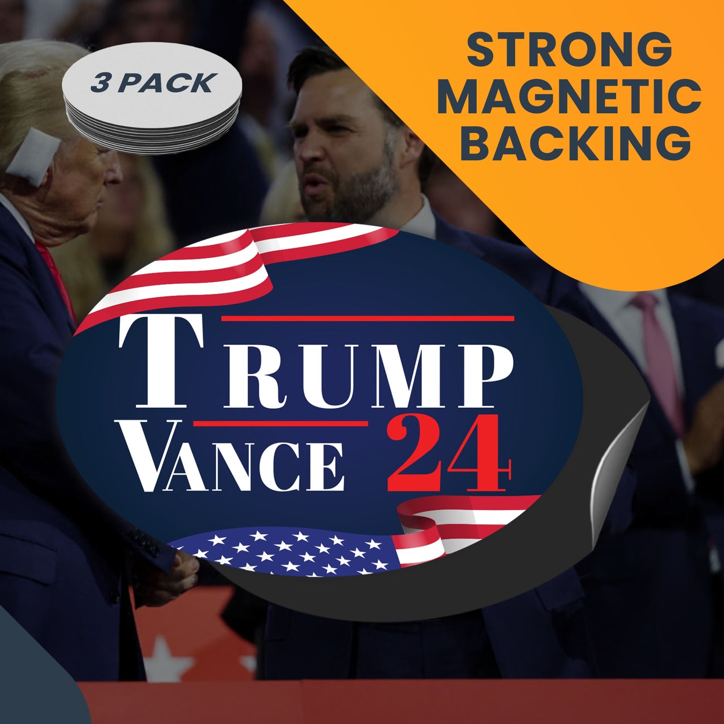 Magnet Me Up Trump Vance 24 Republican Election Oval Magnet Decal, 4x6 inches, Combines Quality and Patriotism, Political Expression and Souvenir for Trump-Vance Supporters, for Cars, Crafted in USA