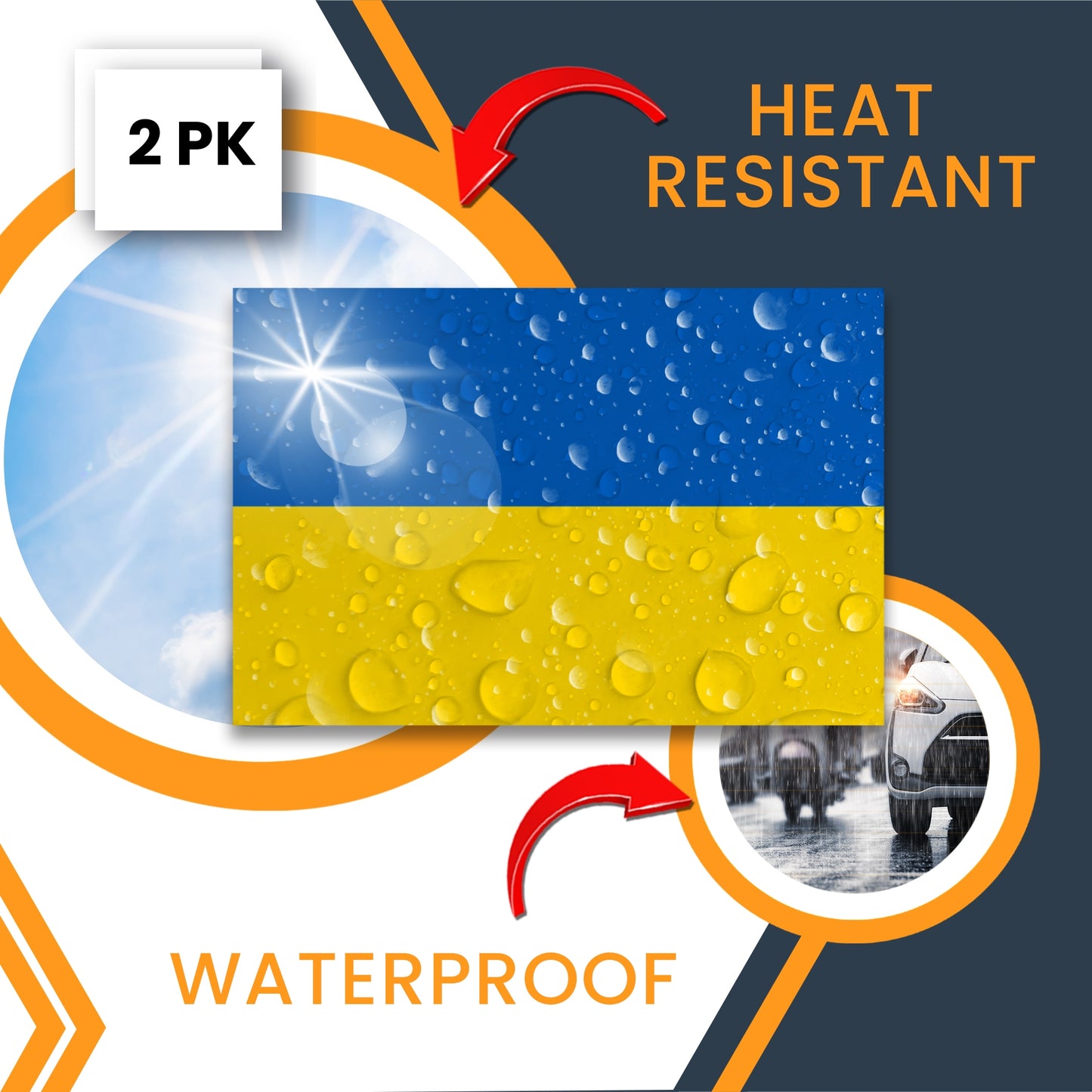 Magnet Me Up Ukraine Ukrainian Flag Car Magnet Decal, National Flag, 4x6 Inches Bumper Magnet, 2 Pack, Weatherproof, UV-Printed, Strong Hold