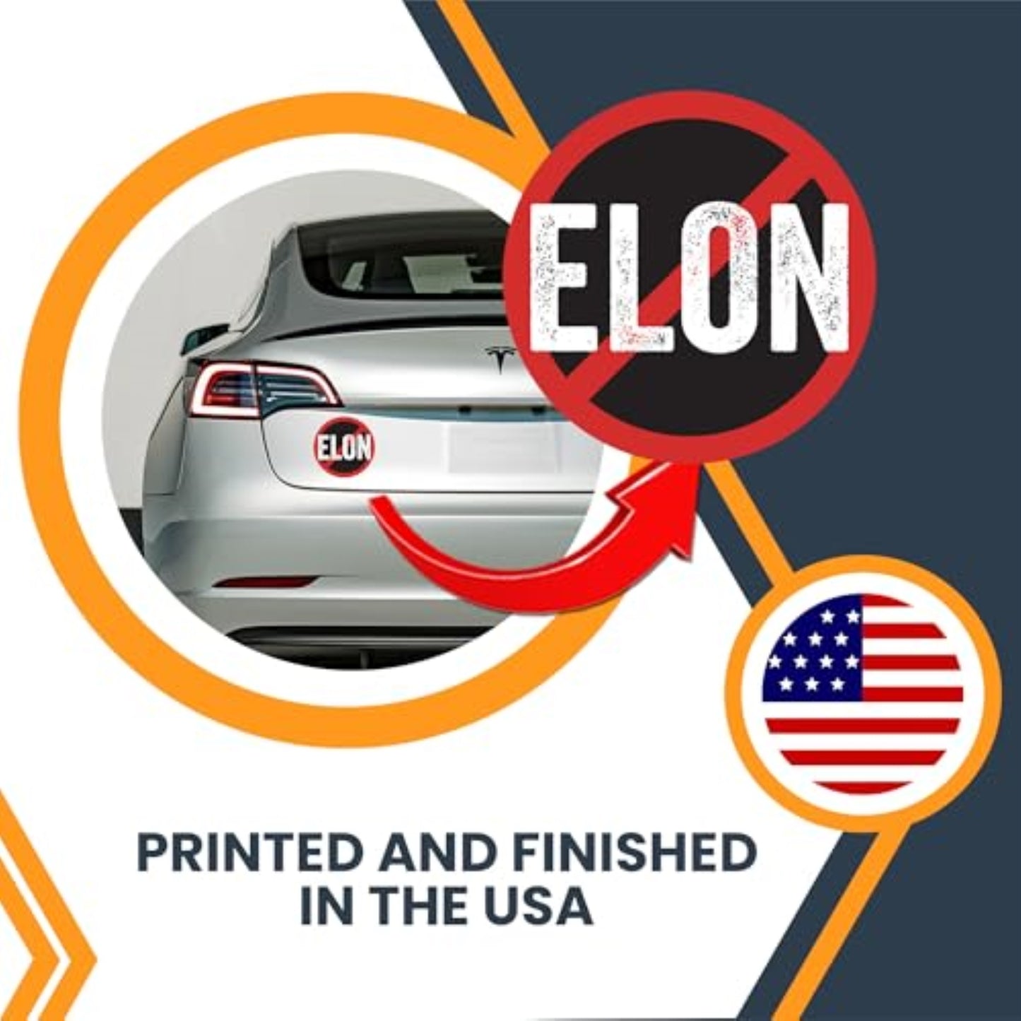 Magnet Me Up No Elon Car Magnet โ Funny Anti-Tech Billionaire Fridge Decor, Political Satire Magnetic Decal, Round 5-Inch UV-Printed Durable Vinyl