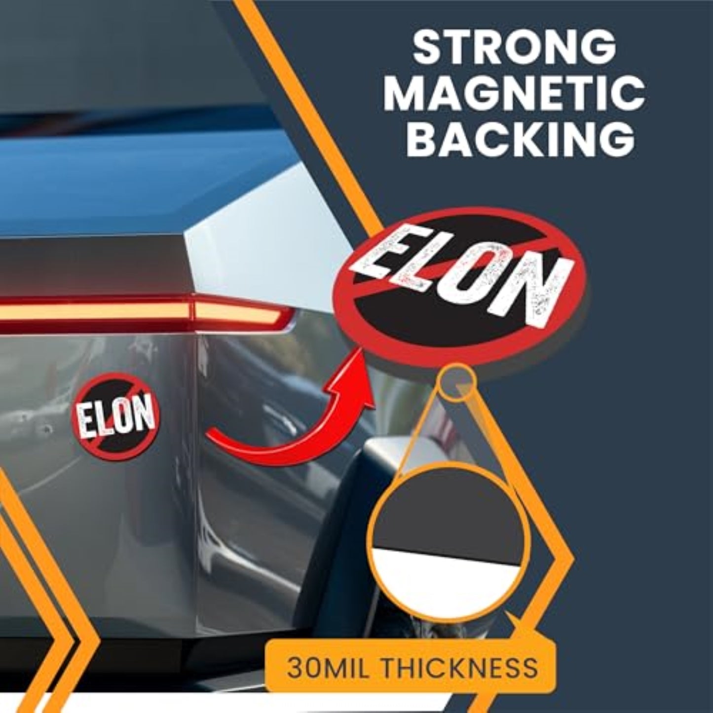 Magnet Me Up No Elon Car Magnet โ Funny Anti-Tech Billionaire Fridge Decor, Political Satire Magnetic Decal, Round 5-Inch UV-Printed Durable Vinyl
