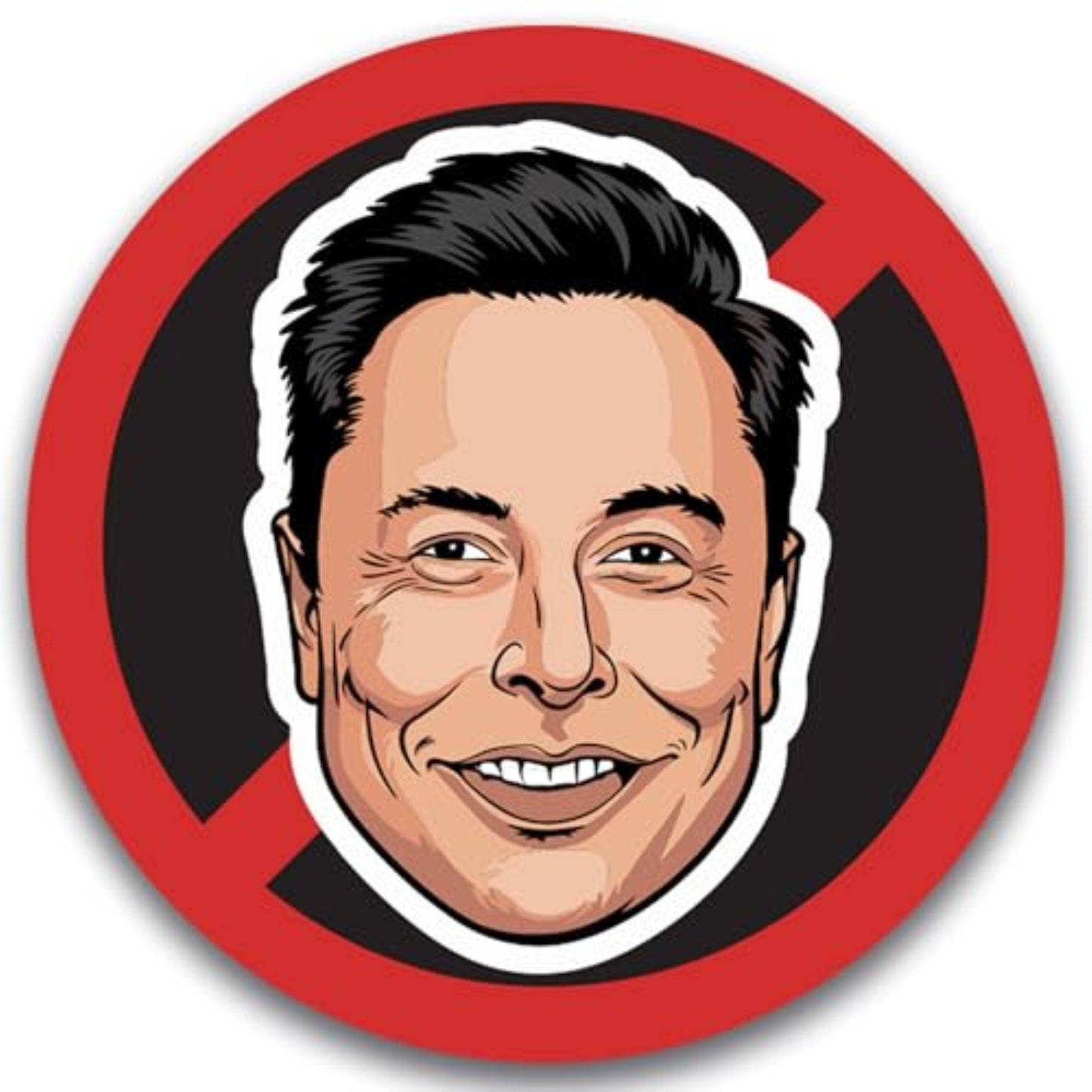 Magnet Me Up No Elon Face Magnetic Decal โ Funny Anti-Billionaire Car Magnet, Political Satire Fridge Decor, 5-Inch Round UV-Printed Vinyl