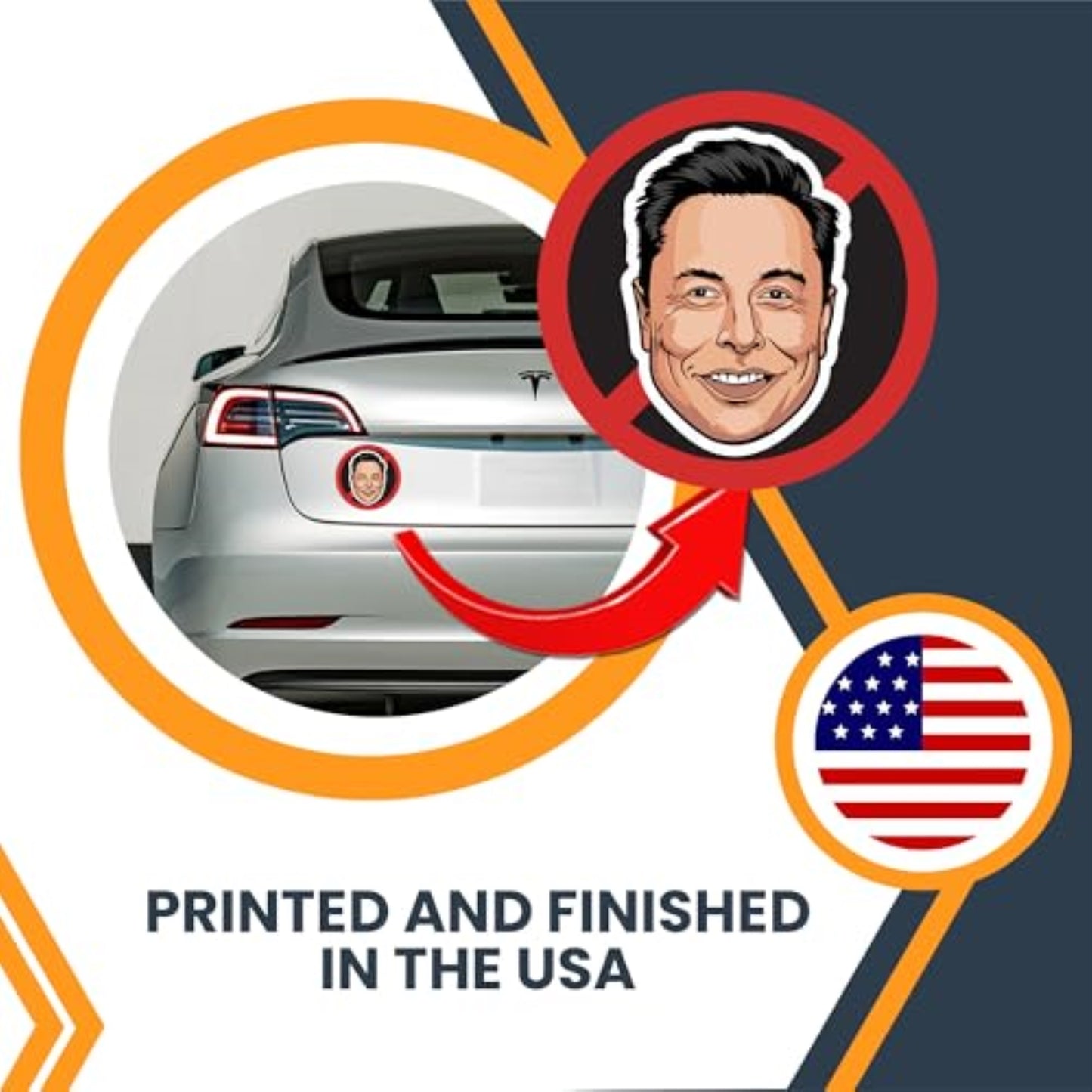 Magnet Me Up No Elon Face Magnetic Decal โ Funny Anti-Billionaire Car Magnet, Political Satire Fridge Decor, 5-Inch Round UV-Printed Vinyl
