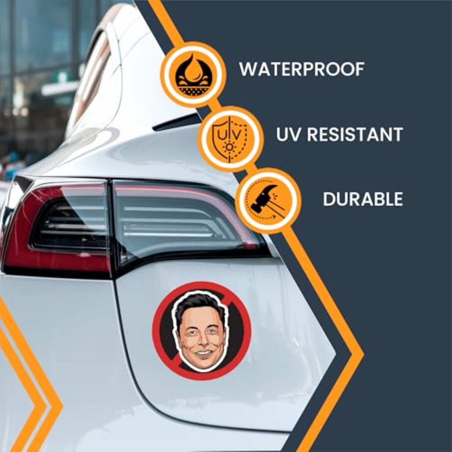 Magnet Me Up No Elon Face Magnetic Decal โ Funny Anti-Billionaire Car Magnet, Political Satire Fridge Decor, 5-Inch Round UV-Printed Vinyl