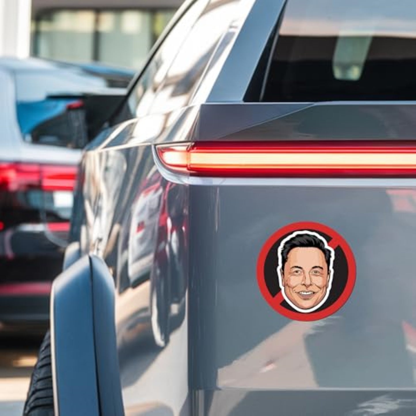 Magnet Me Up No Elon Face Magnetic Decal โ Funny Anti-Billionaire Car Magnet, Political Satire Fridge Decor, 5-Inch Round UV-Printed Vinyl