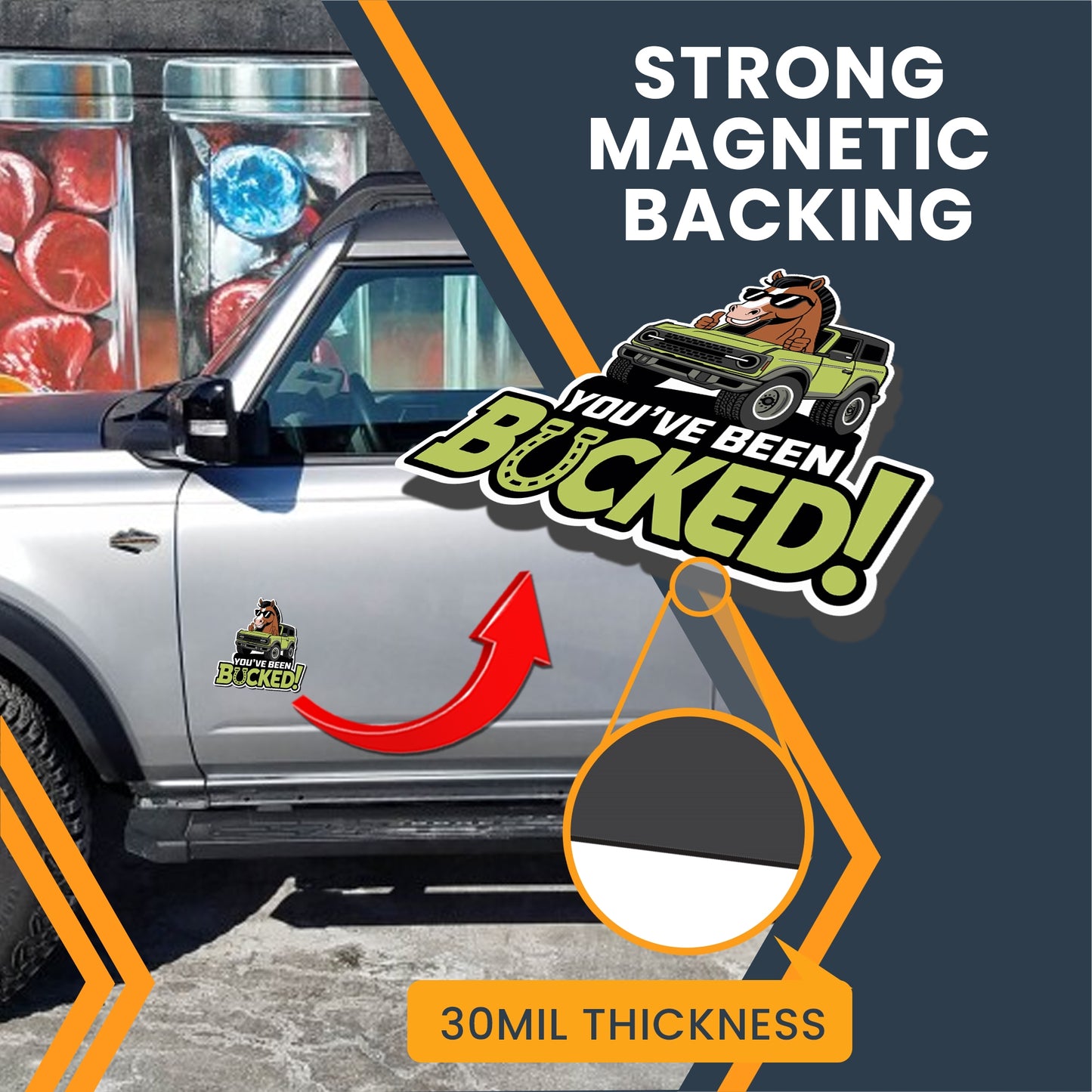Magnet Me Up Wild Horse Kick Funny 5 Inch Green Magnet, Horse-Themed Off-Road Humor Vehicle Twist, Equestrian Gift for Car Owners, Durable & Weatherproof Car Magnet, Crafted in the USA