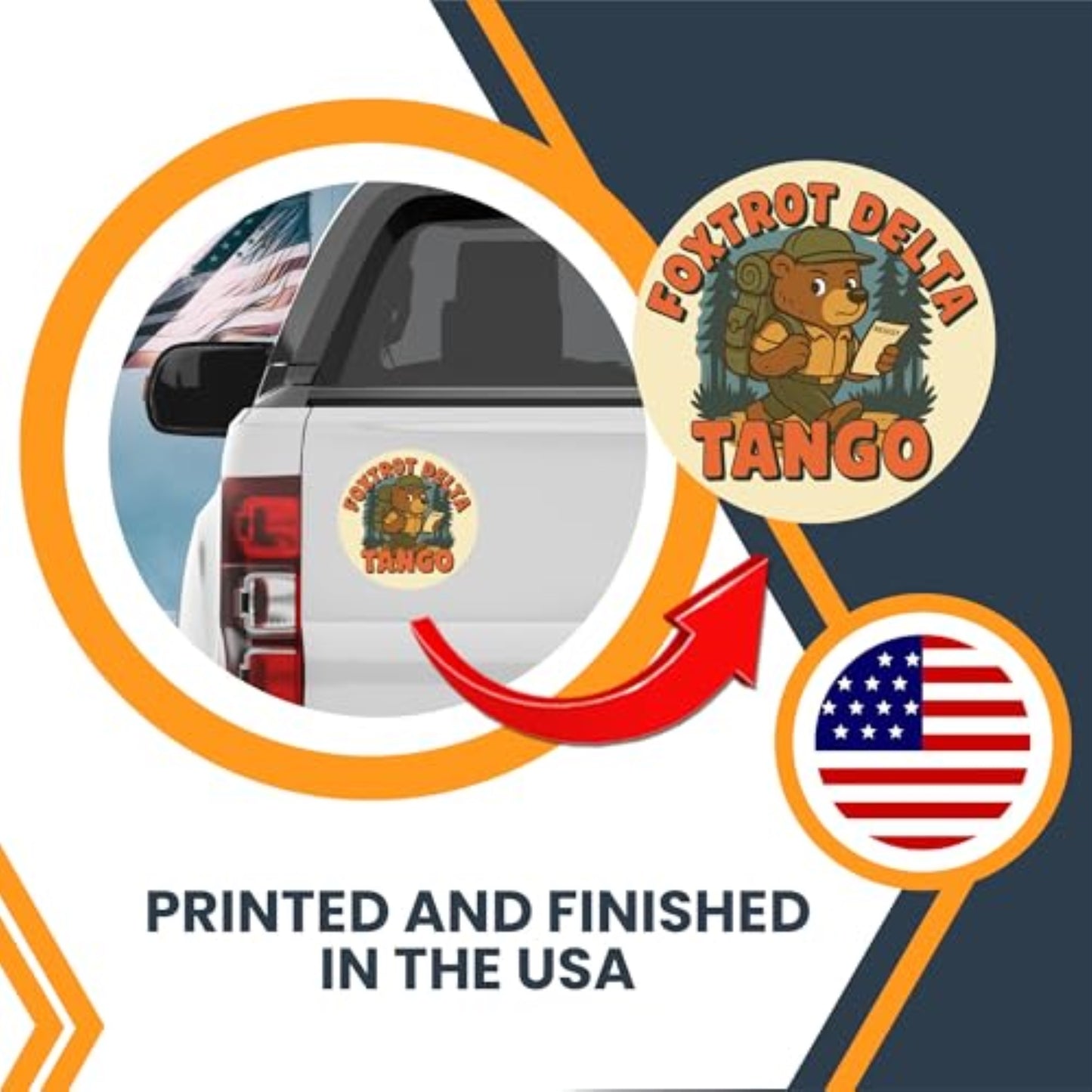 Magnet Me Up 5-Inch Round Foxtrot Delta Tango Magnet โ Anti-Trump Magnet with Bear Graphic, Political Protest Gift, Funny FDT Bumper Fridge Magnetic Decal, Liberal Democrat Decor, Made in USA