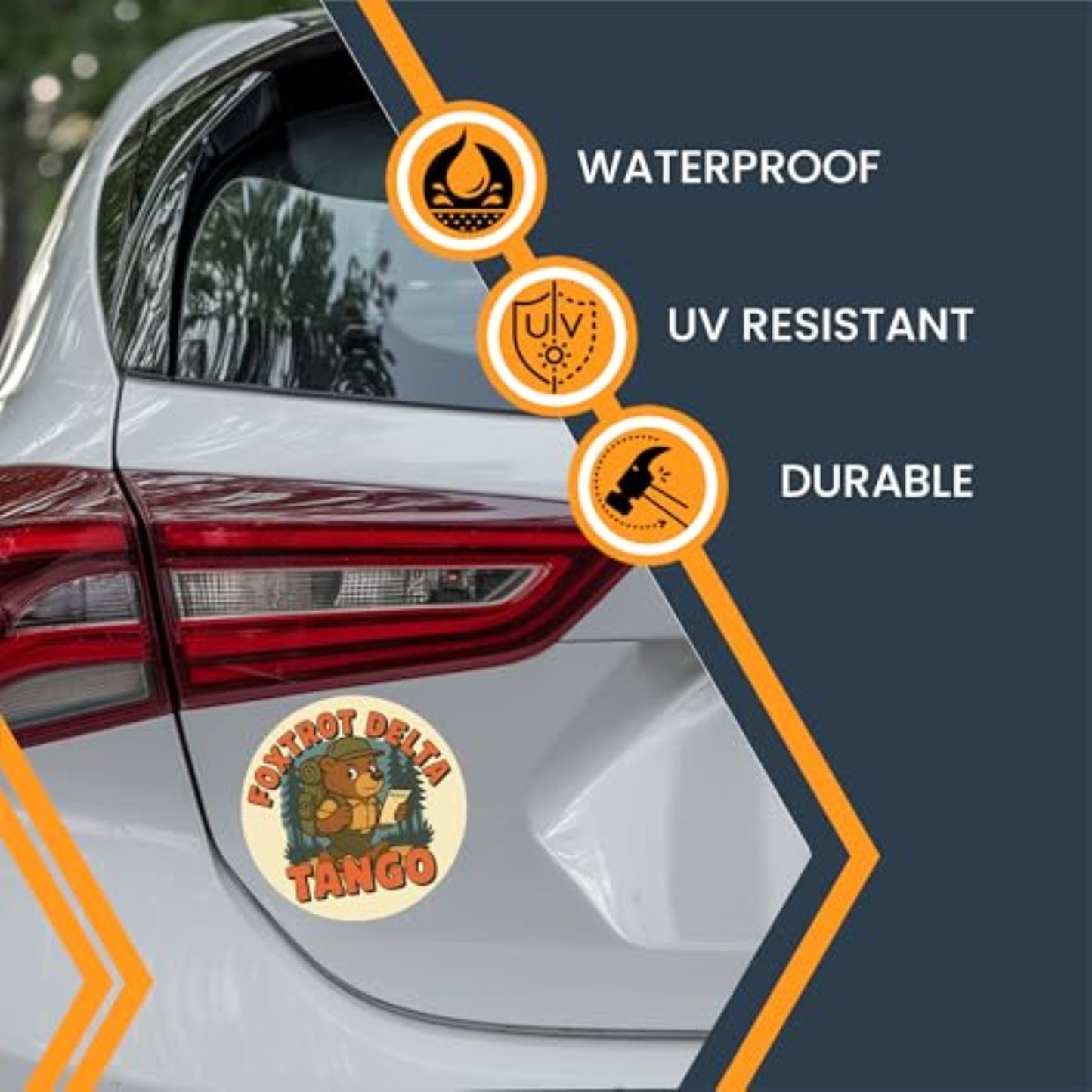 Magnet Me Up 5-Inch Round Foxtrot Delta Tango Magnet โ Anti-Trump Magnet with Bear Graphic, Political Protest Gift, Funny FDT Bumper Fridge Magnetic Decal, Liberal Democrat Decor, Made in USA