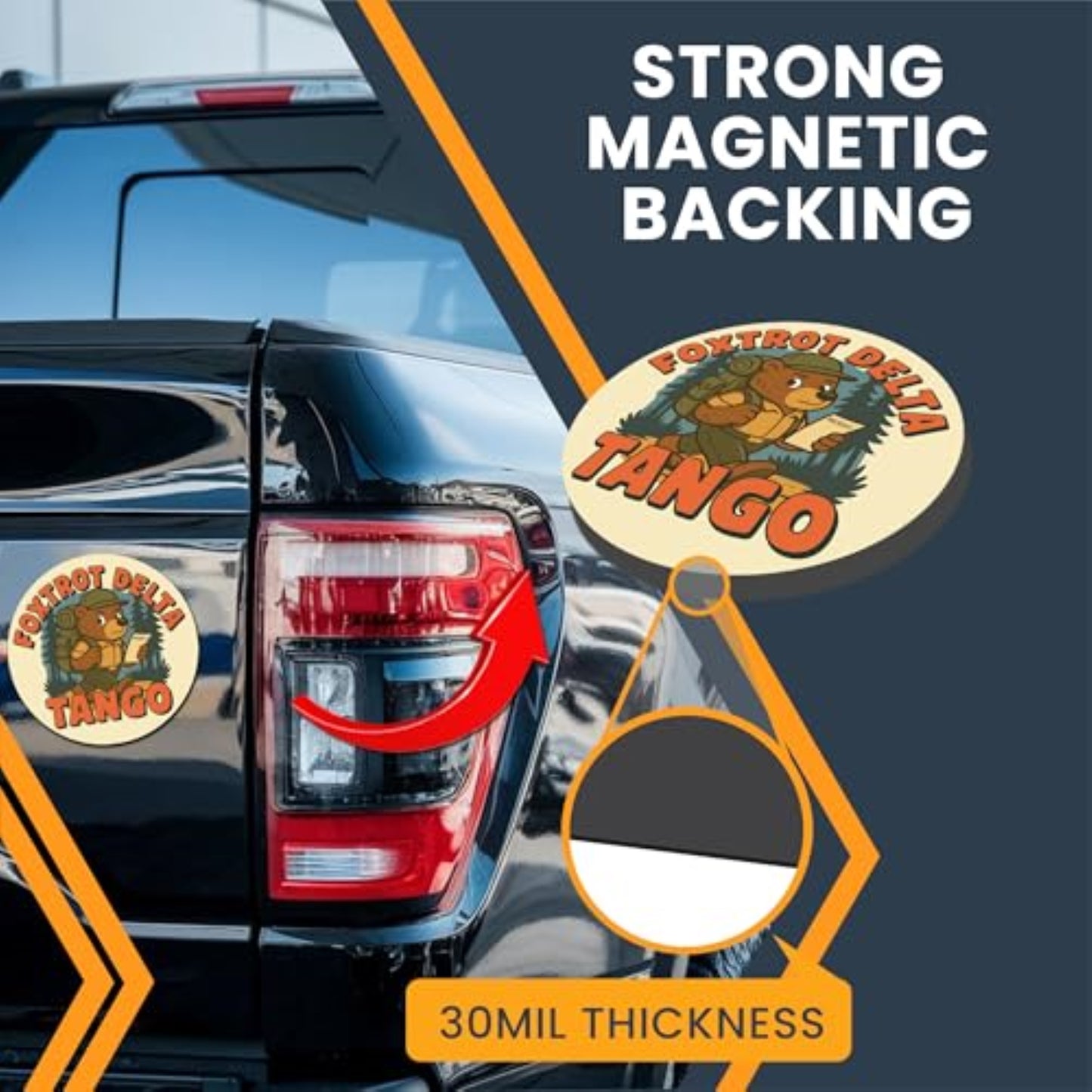 Magnet Me Up 5-Inch Round Foxtrot Delta Tango Magnet โ Anti-Trump Magnet with Bear Graphic, Political Protest Gift, Funny FDT Bumper Fridge Magnetic Decal, Liberal Democrat Decor, Made in USA