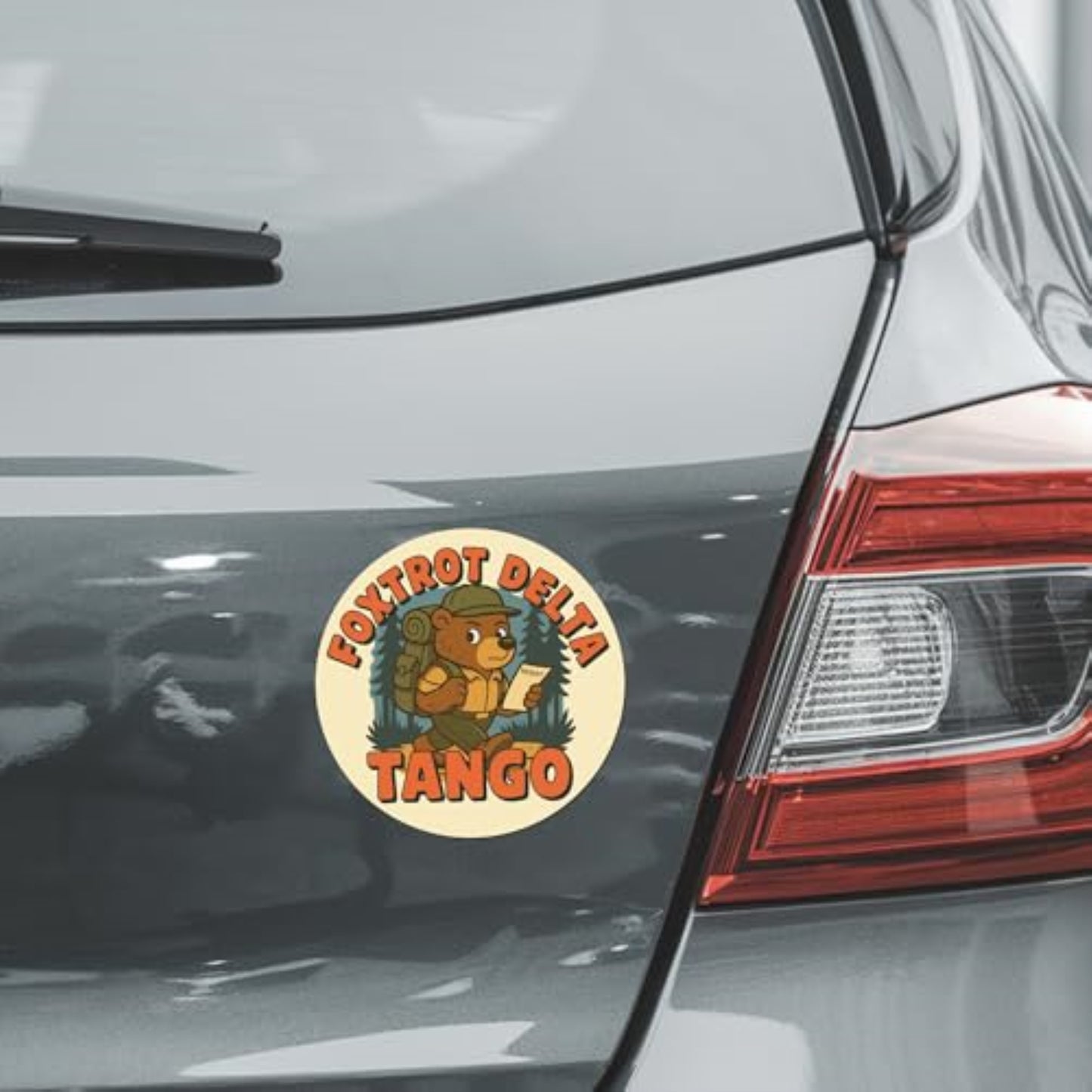 Magnet Me Up 5-Inch Round Foxtrot Delta Tango Magnet โ Anti-Trump Magnet with Bear Graphic, Political Protest Gift, Funny FDT Bumper Fridge Magnetic Decal, Liberal Democrat Decor, Made in USA