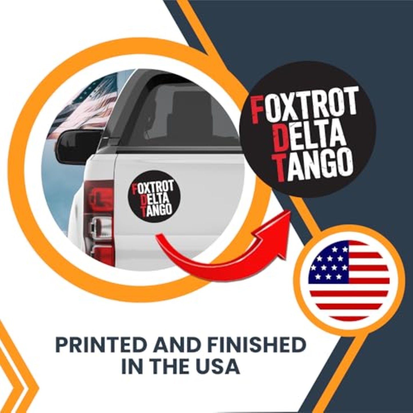 Magnet Me Up FDT Foxtrot Delta Tango Funny Political Magnet, Not My President, 5 Inch Round, Car Magnetic Decal, UV Printed Vinyl, Weatherproof, Truck, Fridge, Locker, Made in USA