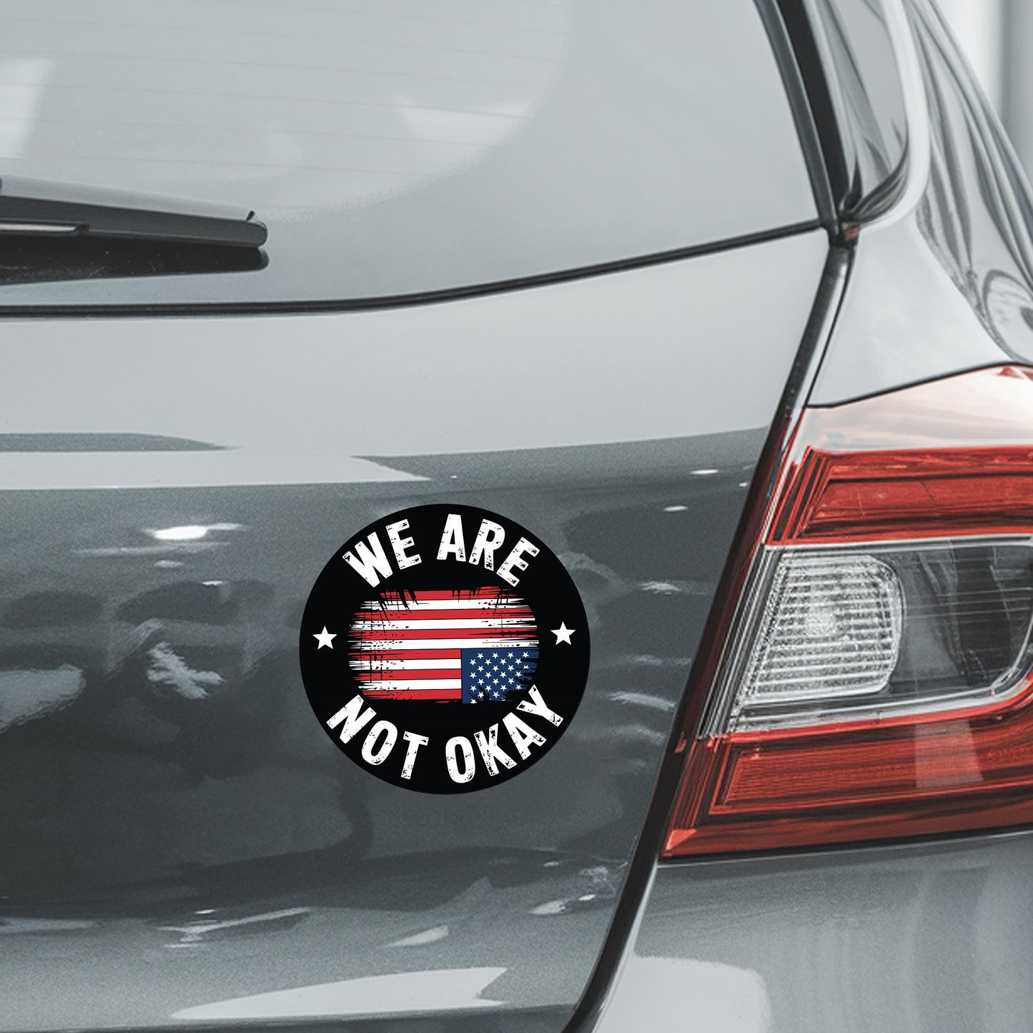 Magnet Me Up We are Not Okay Magnet - 5x5 Inch โ Distressed American Flag Protest Magnetic Decal, USA Flag Upside Down, UV Printed Vinyl, Weatherproof & Durable, Car Fridge Locker Decor