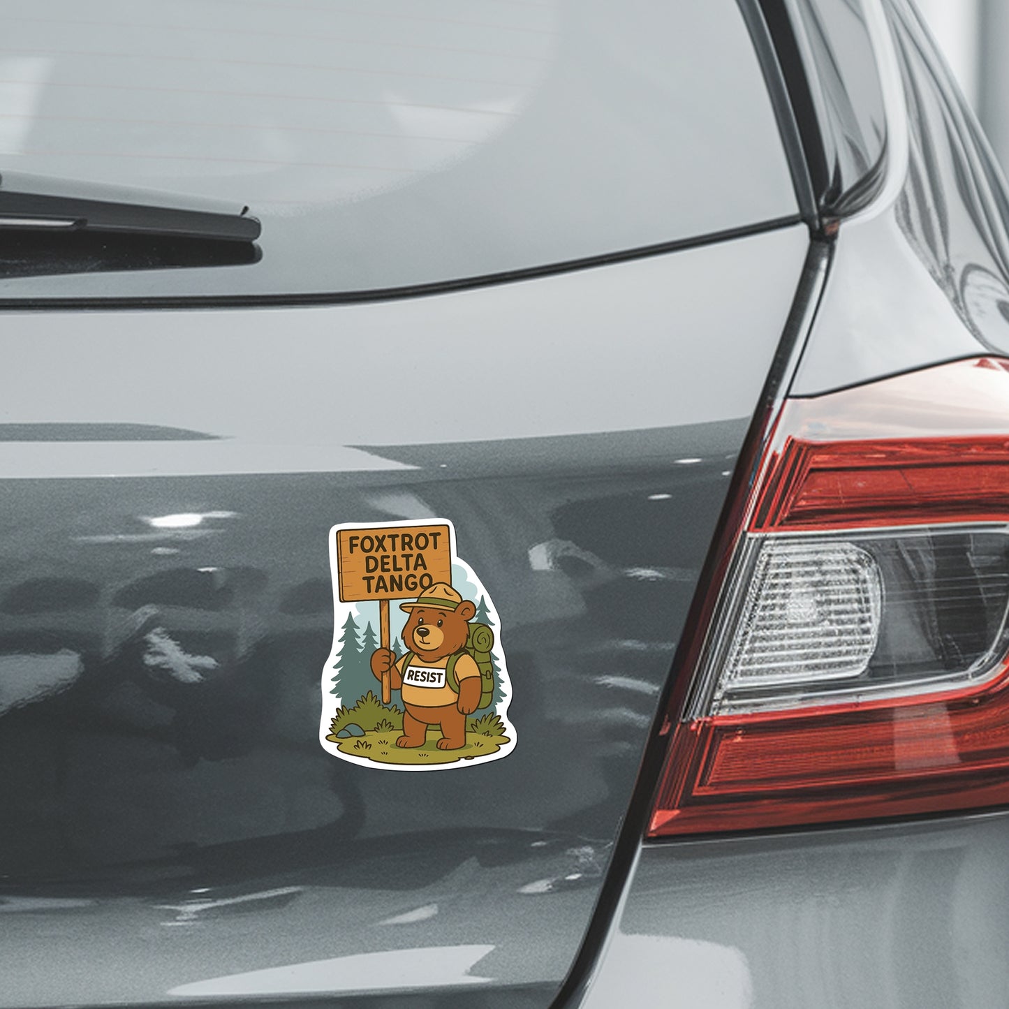 Magnet Me Up Resist Foxtrot Delta Tango Magnet- 5x4 Inch, Anti-Trump Magnet with Bear Graphic, Political Protest Gift, Funny FDT Bumper Fridge Magnet