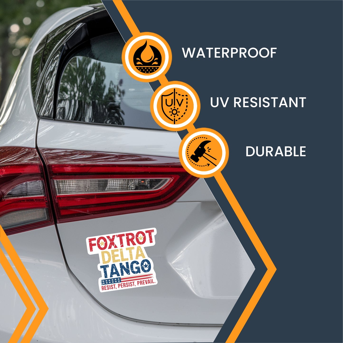 Magnet Me Up Foxtrot Delta Tango Magnet - 5x4 Inch โ Full Color Design with Resist Persist Prevail Message โ Anti-Trump Political Protest, Durable