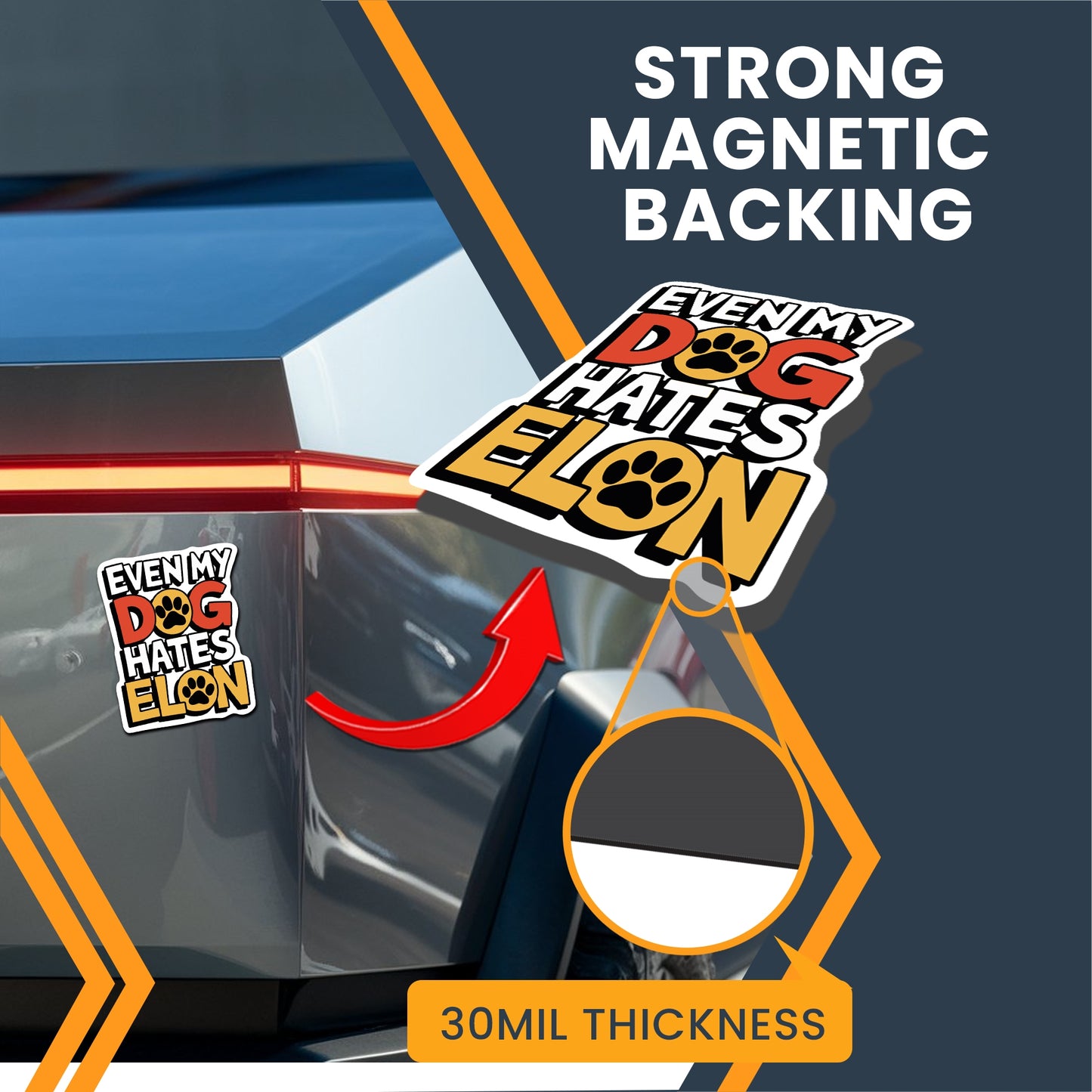 Magnet Me Up Even My Dog Hates Elon Magnetic Decal – Funny Political Car Magnet, Waterproof & UV-Printed Vinyl, Anti-Elon Musk Gift, Durable & Weatherproof, 4.5x5 Inch, Made in USA