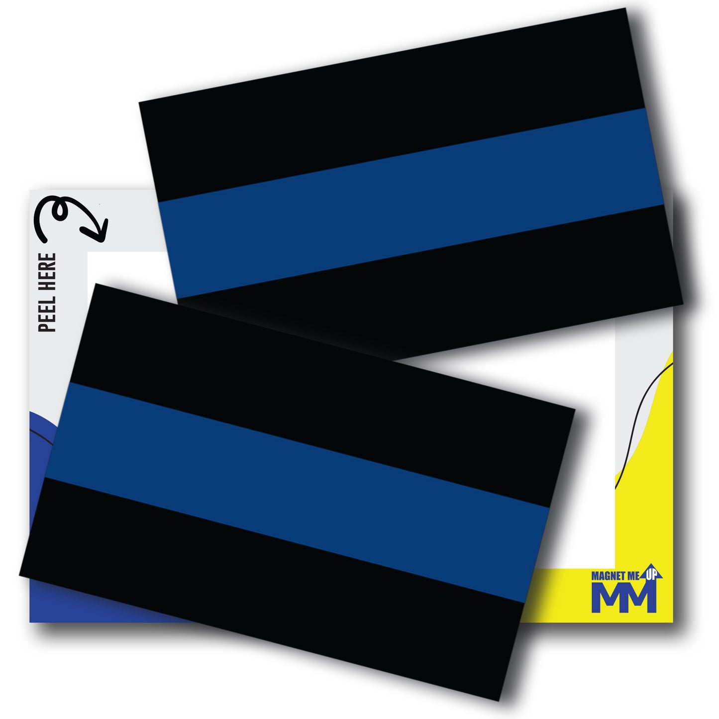 Magnet Me Up Thin Blue Line Adhesive Decal Sticker, 2 Pack, 3x5 Inch, Heavy Duty Adhesion to Car Window, Bumper, Etc Showing Patriotic Support of Police and Law Enforcement