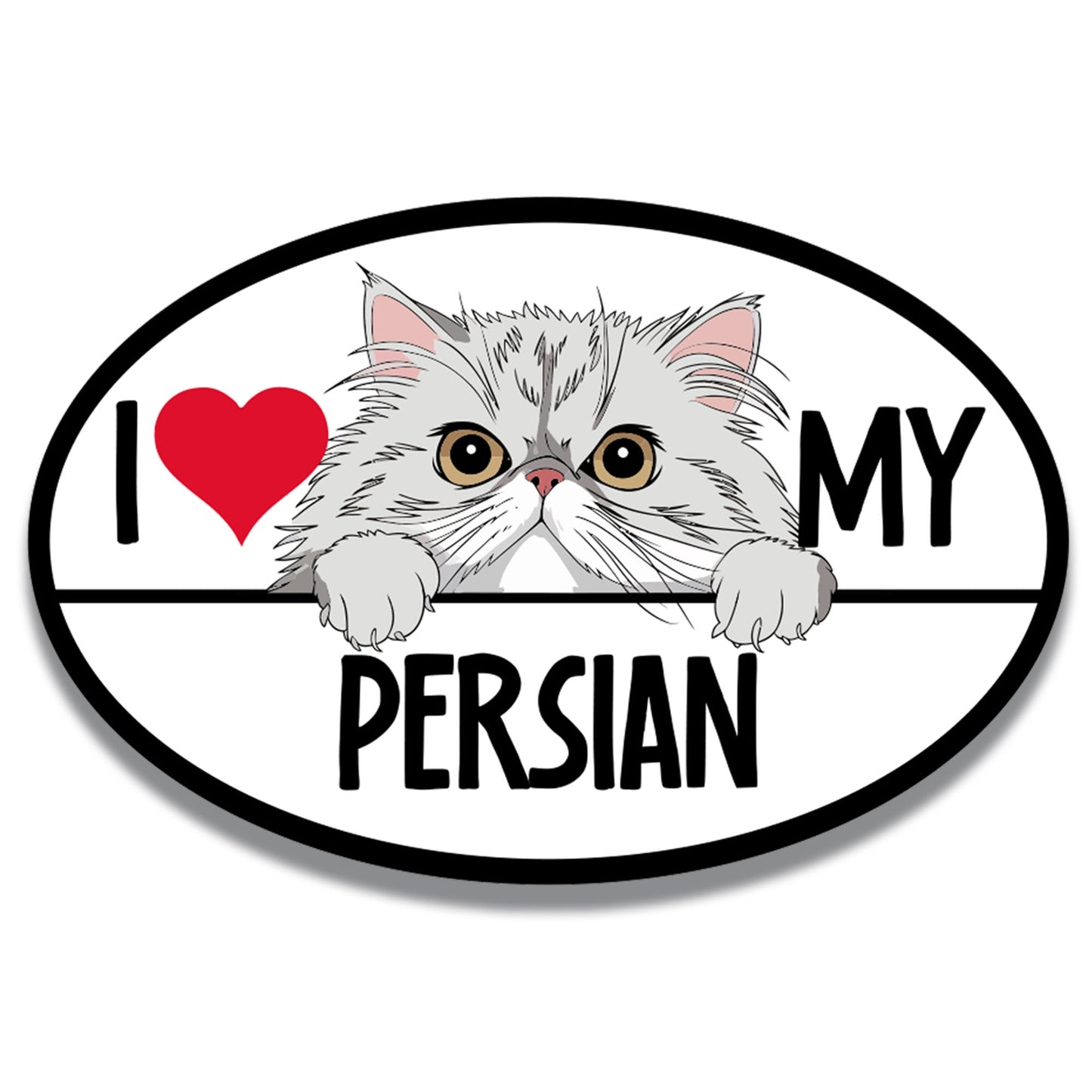 Magnet Me Up I Love My Persian Cat Breed Car Magnet Decal, 4x6 Inches, Cute Peeking Cat Design Bumper Magnet, Loving Companions