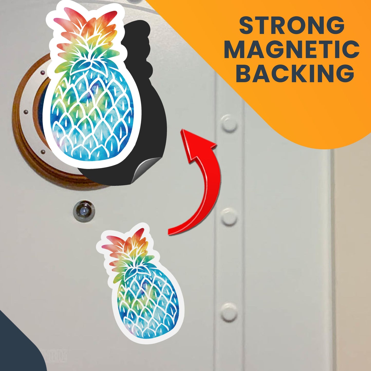 Magnet Me Up Tie Dye Pineapple Magnet Decal, Upside Down Pineapple, 6x4 Inch, Funny Cute Joke Gag Gift, Automotive Magnet for Car, Truck, SUV, Cruise Ship Door, Tropical Summer Vibes, Crafted in USA