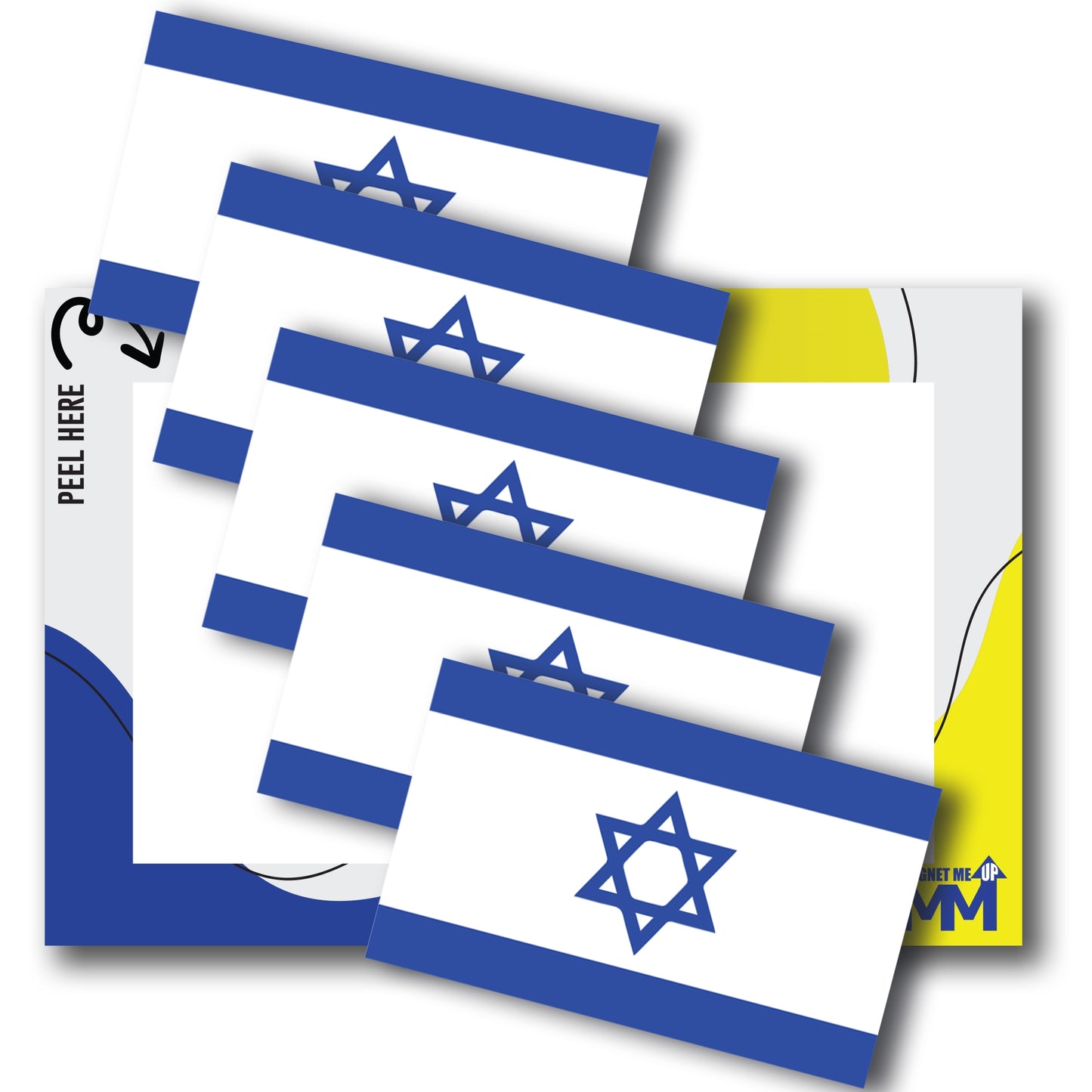 Magnet Me Up Israeli Flag Adhesive Decal Sticker, 5 Pack, 3x5 Inch, Heavy Duty Adhesion to Car Window, Bumper, Etc Showing Support and Unity for Israel We Stand with Israel