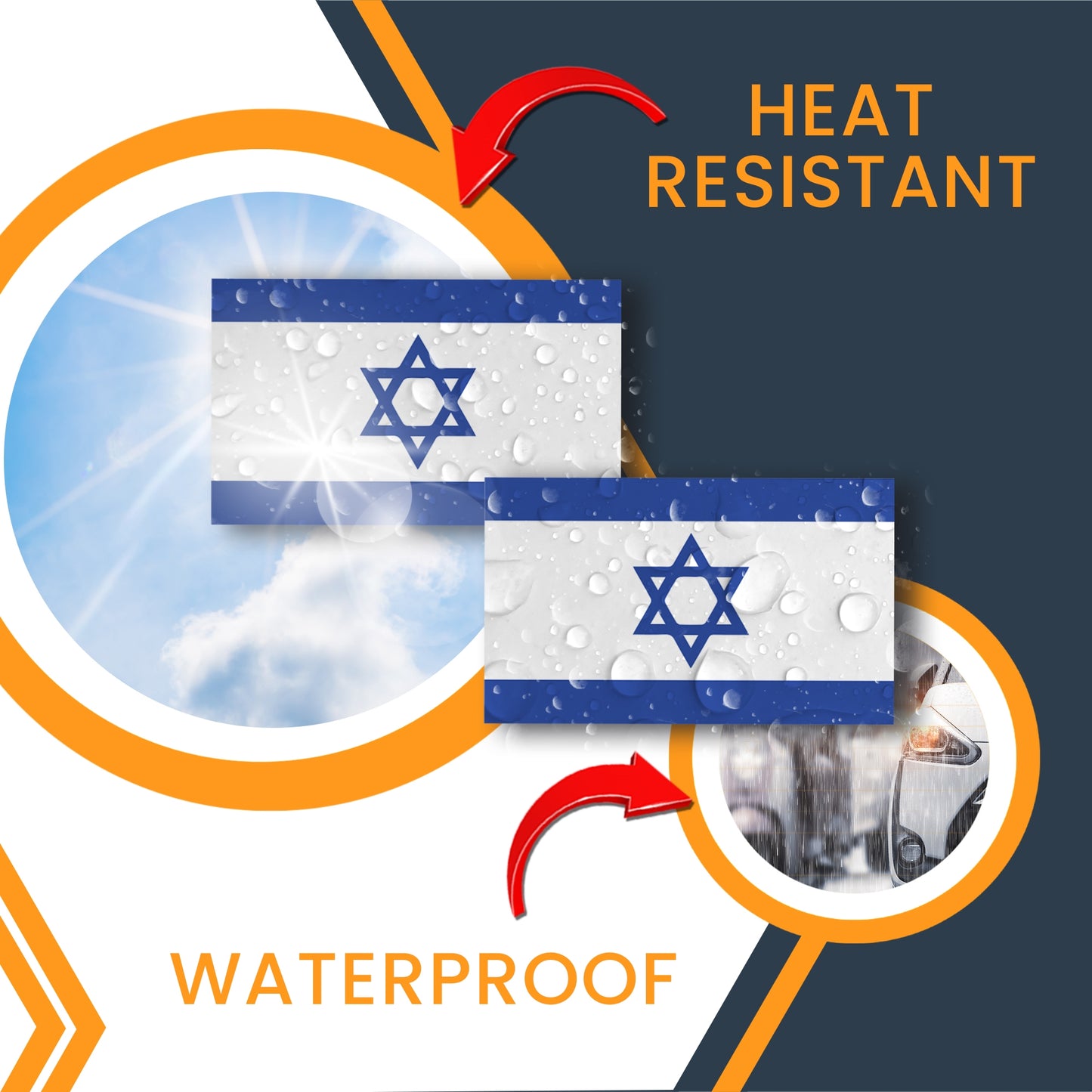 Magnet Me Up Israeli Flag Adhesive Decal Sticker, 5 Pack, 3x5 Inch, Heavy Duty Adhesion to Car Window, Bumper, Etc Showing Support and Unity for Israel We Stand with Israel