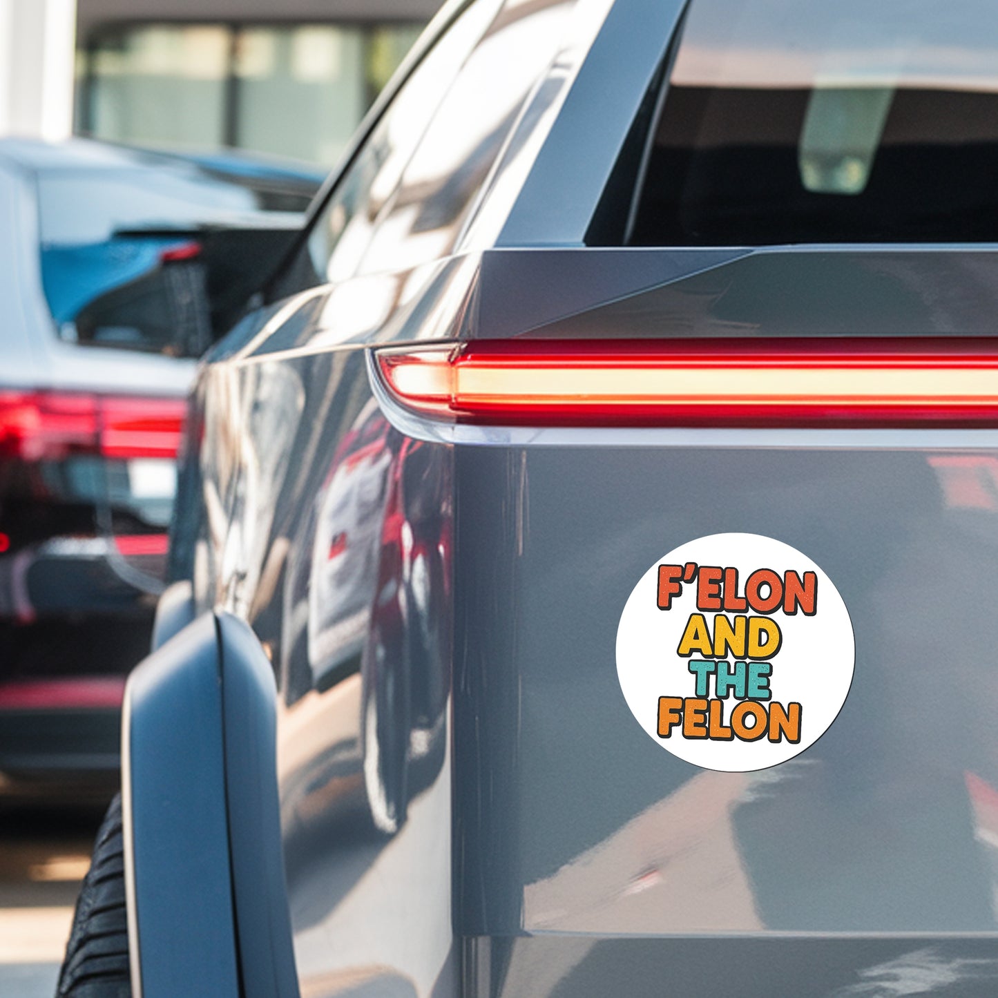 Magnet Me Up Funny Car Magnet - F?Elon and The Felon 5" Round UV Printed - Durable Weatherproof Political Parody, Elon Musk Meme Magnetic Decal, for Cars & Trucks, Made in USA