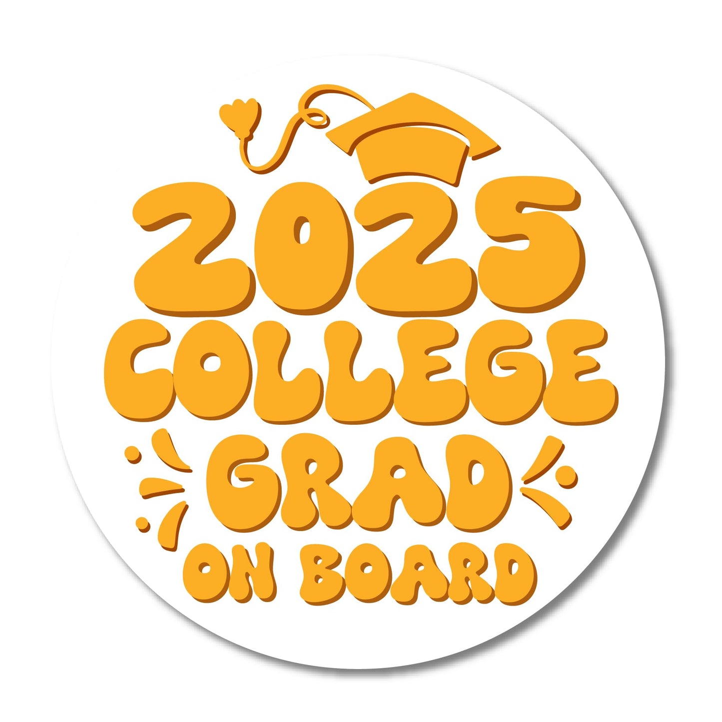 Magnet Me Up Graduation Magnet - 5" Round College Grad Gift, Car Magnet in Yellow and White - Full-Color UV Printed, Weatherproof, Made in The USA - Graduation Car Decor, Class of 2025