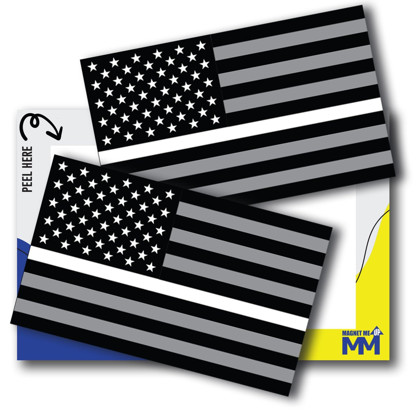 Magnet Me Up Thin White Line American Flag Adhesive Decal Sticker, 3x5 Inches, Black, White, and Grey, Heavy Duty Automotive Sticker for Car, Truck, SUV ? Support for Emergency Medical Services (EMS)