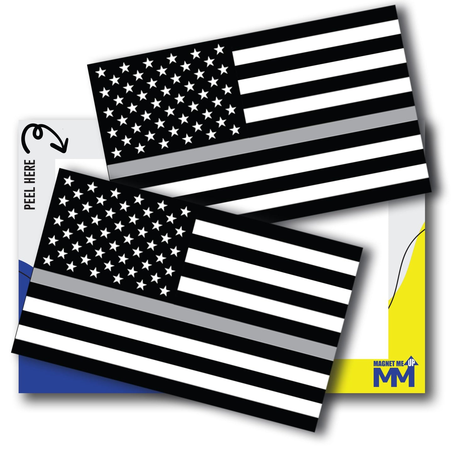 Magnet Me Up Thin Silver Line American Flag Adhesive Decal Sticker, 3x5 Inches, Black, Silver and White, Heavy Duty Automotive Sticker for Car Truck SUV, in Support of All Correctional Officers
