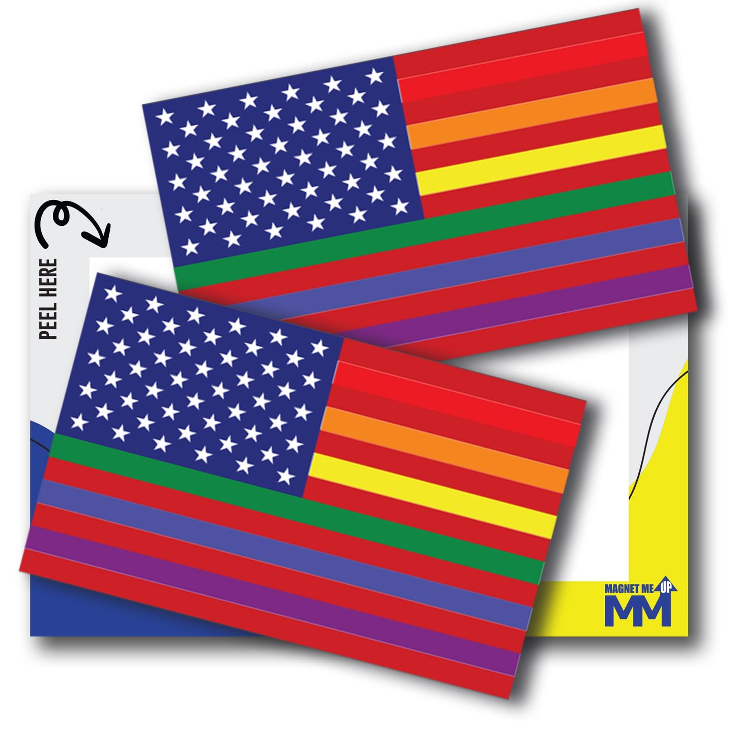 Magnet Me Up Gay Pride LGTBQ Rainbow American Flag Adhesive Decal Sticker, 3x5 Inches, Heavy Duty Automotive Sticker for Car Truck SUV, in Support of LGBTQ