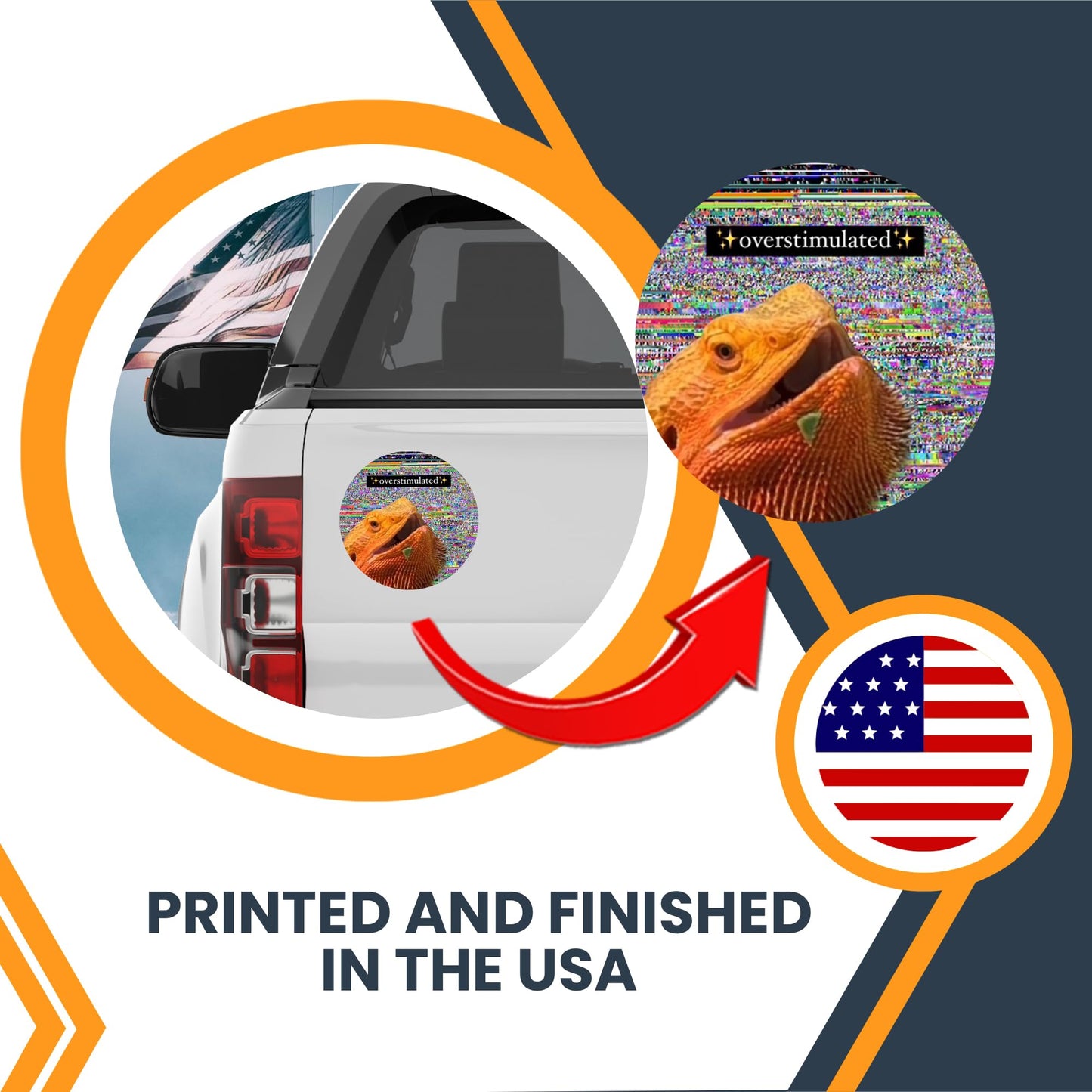 Magnet Me Up WHOSAGOODLIZARD 5" Round Funny Overstimulated Lizard Magnet - Sparkle Glitch Background Meme Design - Car Fridge Locker Magnetic Decal - UV Printed Vinyl, Souvenir Gifts, Made in USA