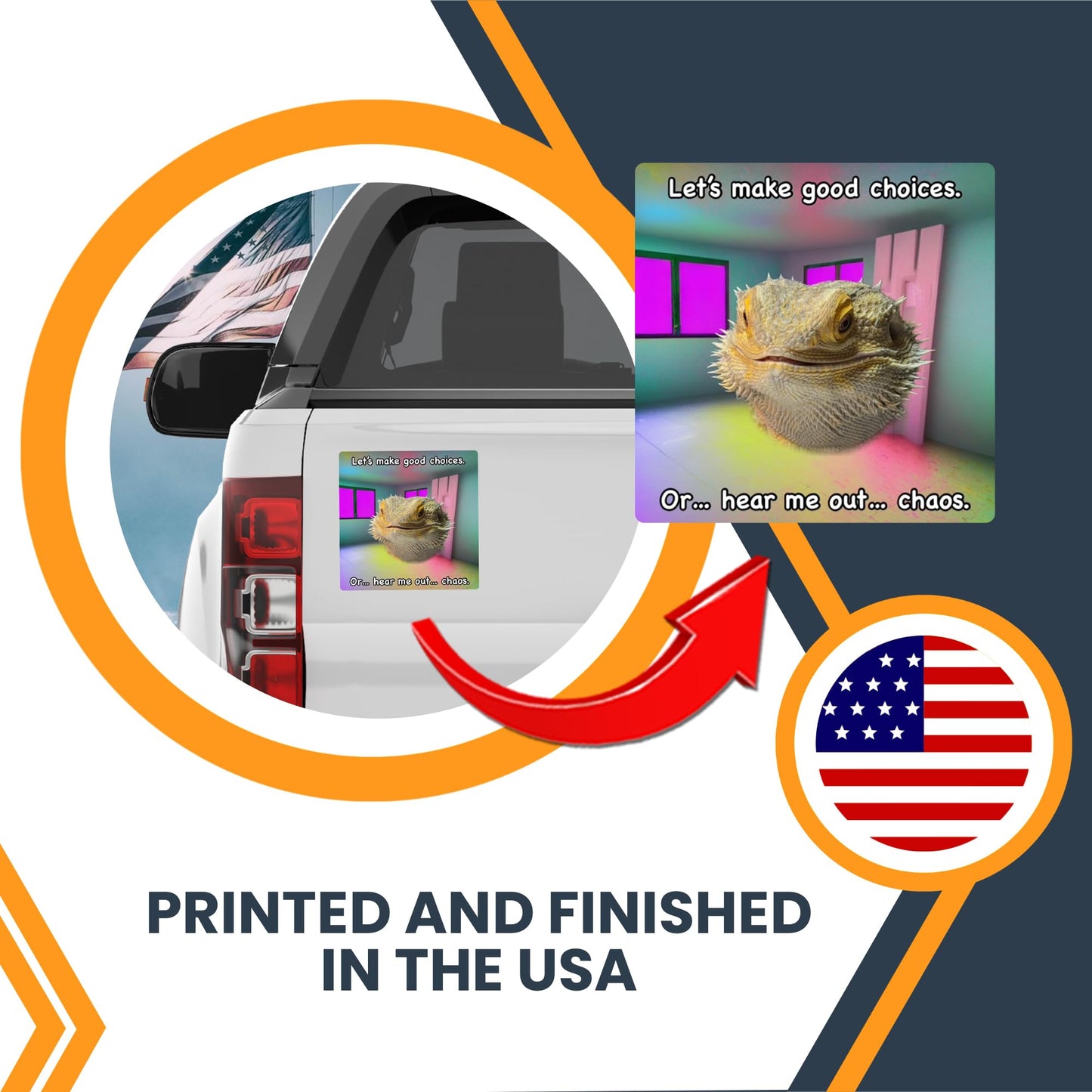 Magnet Me Up WHOSAGOODLIZARD Funny Fridge Magnet - 5" Square Magnetic Decal with Bearded Dragon, Let's Make Good Choices, Lizard Decor, Reptile Humor Car Magnet, UV Printed Vinyl, Made in USA