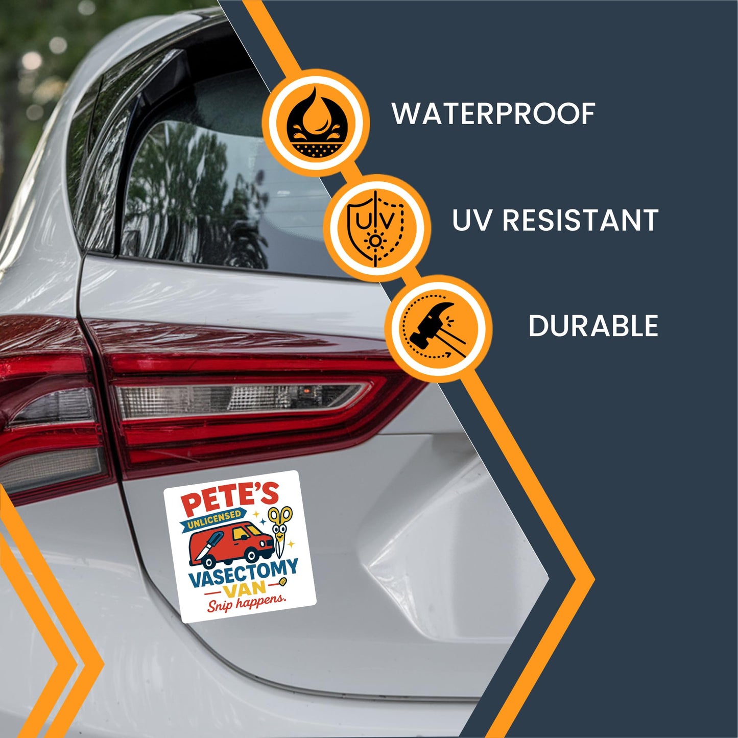 Magnet Me Up Pete's Unlicensed Vasectomy Van, Snip Happens Magnet - 5" Funny Car Magnet - Hilarious Magnetic Decal - Gag Gift - UV Printed, Durable Vinyl, Car, Fridge, Lockers, Made in USA