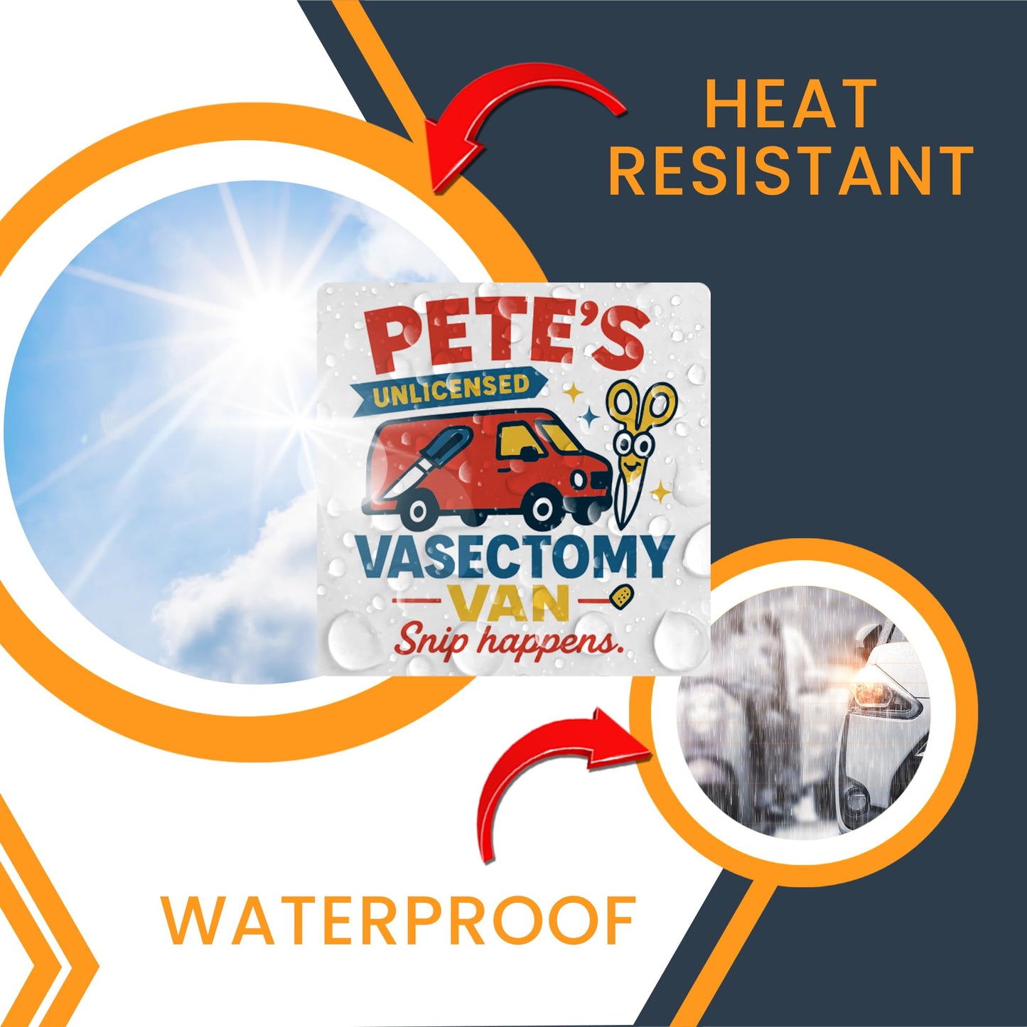 Magnet Me Up Pete's Unlicensed Vasectomy Van, Snip Happens Magnet - 5" Funny Car Magnet - Hilarious Magnetic Decal - Gag Gift - UV Printed, Durable Vinyl, Car, Fridge, Lockers, Made in USA