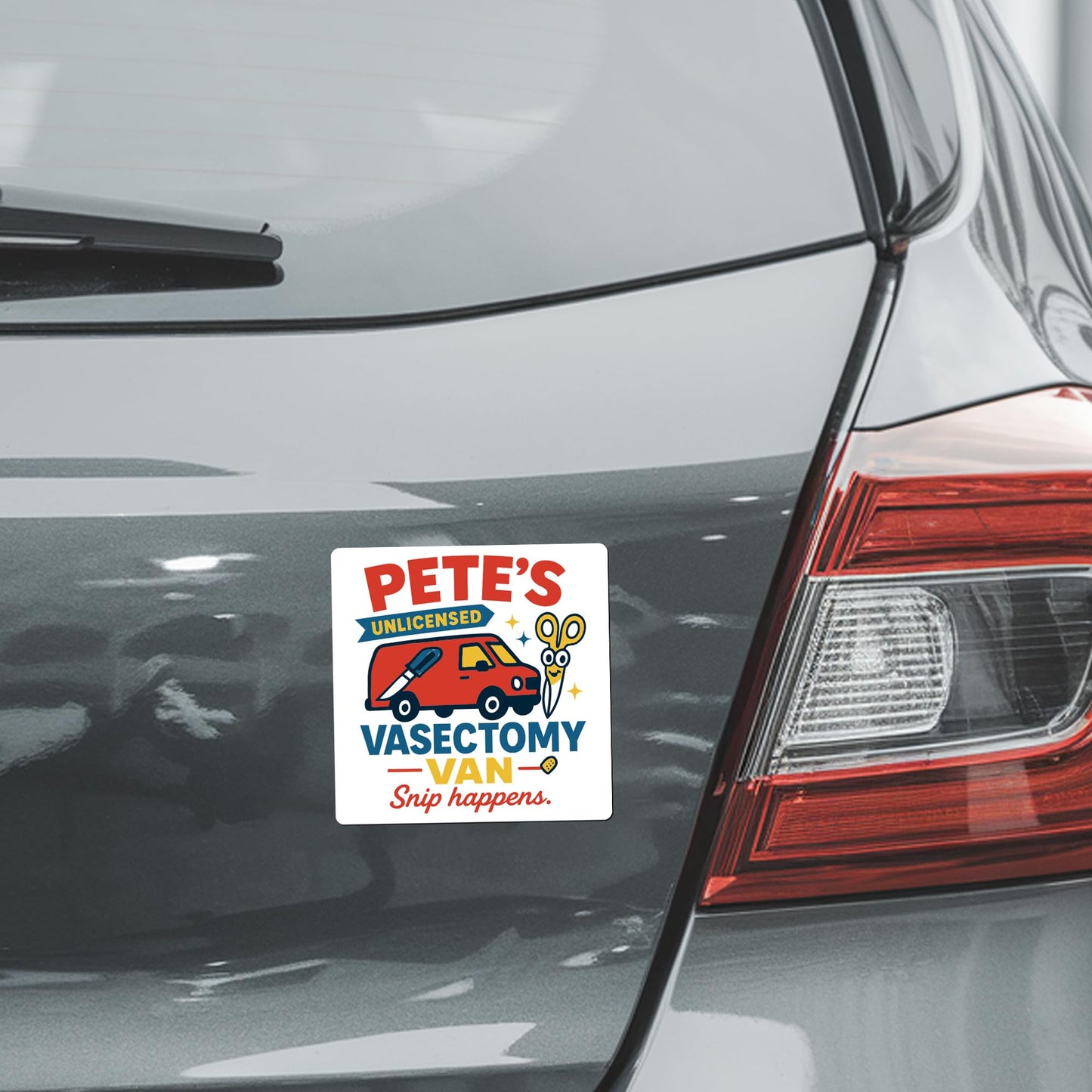 Magnet Me Up Pete's Unlicensed Vasectomy Van, Snip Happens Magnet - 5" Funny Car Magnet - Hilarious Magnetic Decal - Gag Gift - UV Printed, Durable Vinyl, Car, Fridge, Lockers, Made in USA