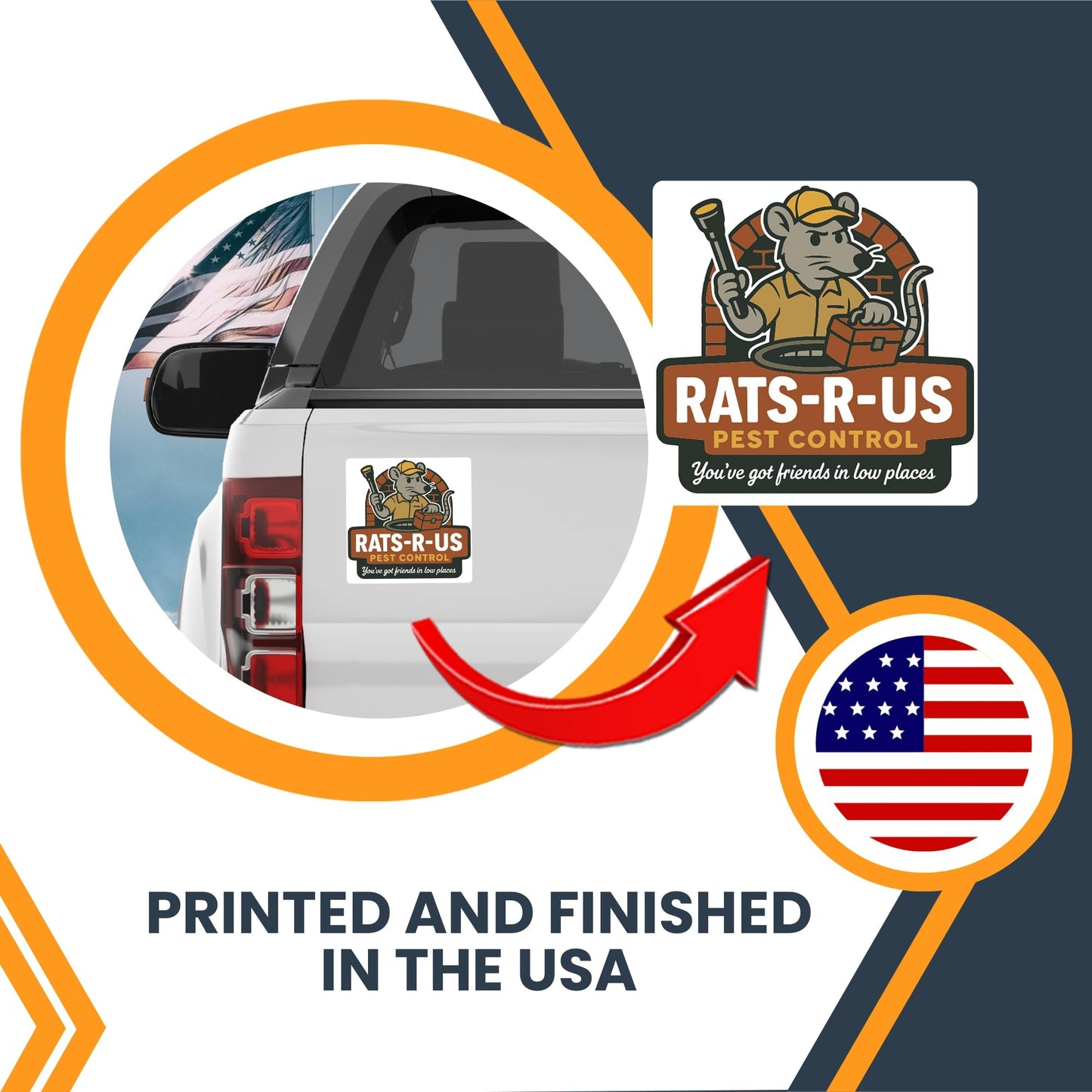 Magnet Me Up Rats-R-Us Pest Control Magnet - 5" Funny Car Magnet for Adults -You've Got Friends in Low Places - Hilarious Magnetic Car Decal - UV Printed, Durable Vinyl - Made in USA