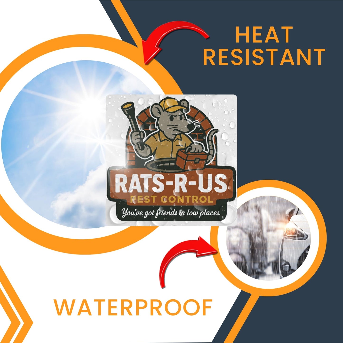 Magnet Me Up Rats-R-Us Pest Control Magnet - 5" Funny Car Magnet for Adults -You've Got Friends in Low Places - Hilarious Magnetic Car Decal - UV Printed, Durable Vinyl - Made in USA