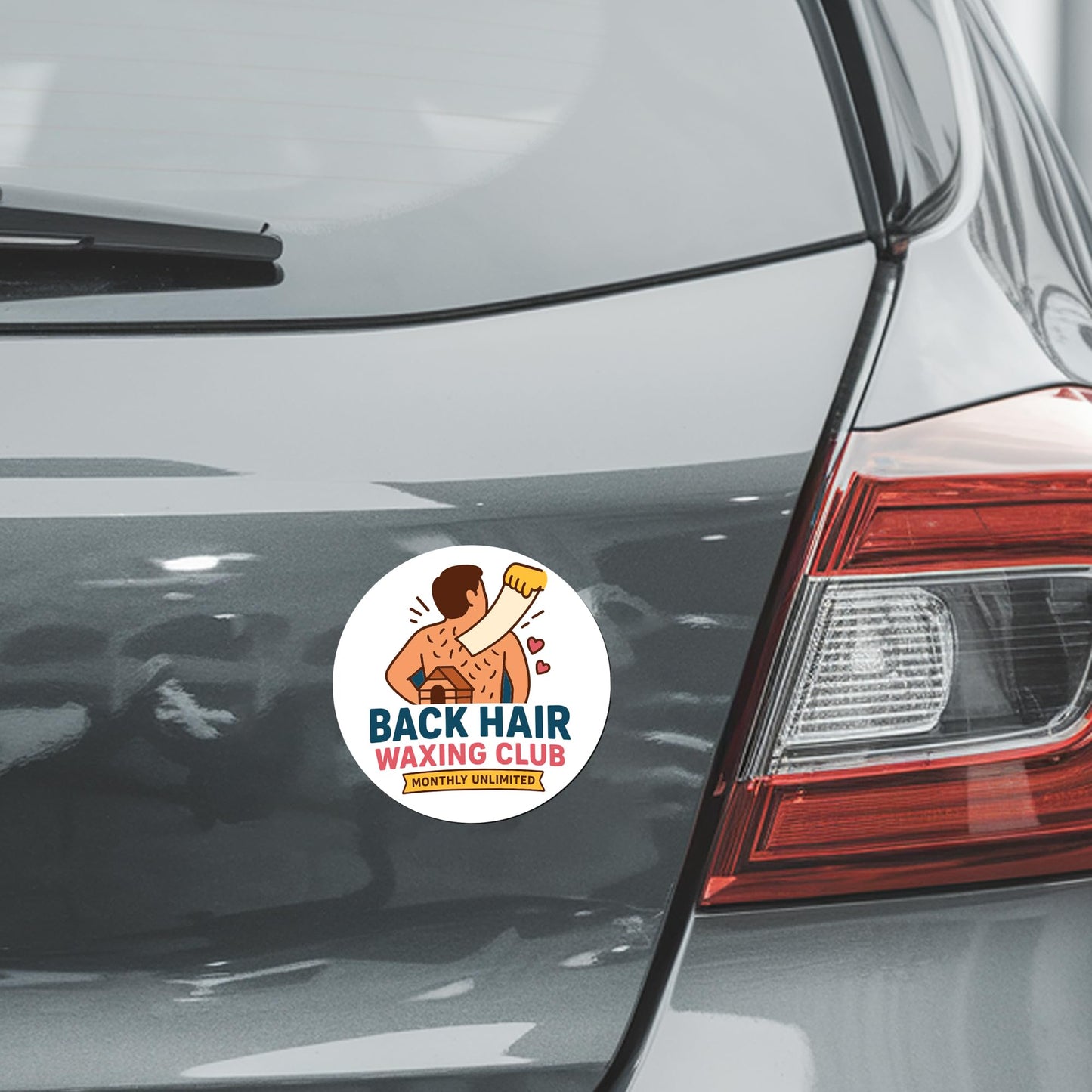 Magnet Me Up Back Hair Waxing Club Magnet - 5" Funny Car Magnet for Adults, Monthly Unlimited Membership Gag - Hilarious Magnetic Car Decal, UV Printed, Durable Vinyl - Made in USA