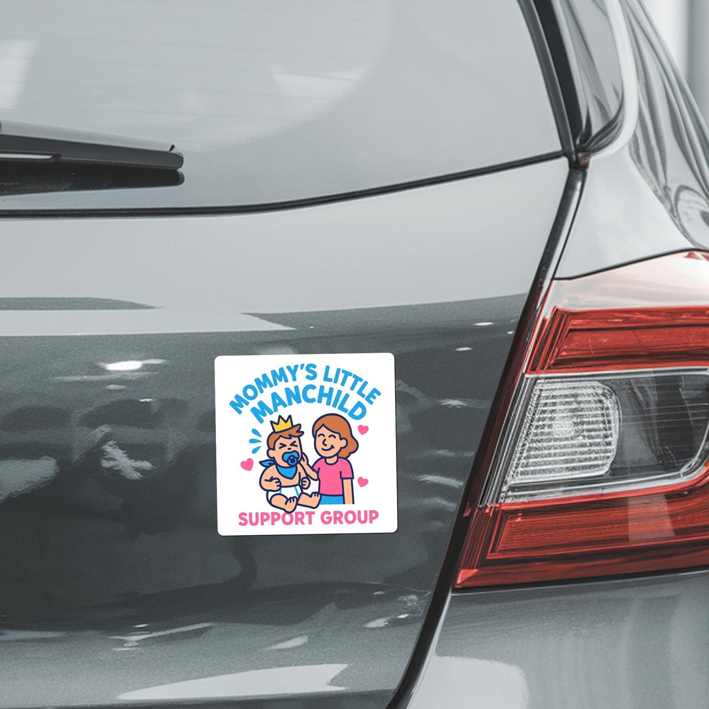 Magnet Me Up Mommy's Little Manchild Support Group Magnet - 5" Square Funny Car Magnet - Humor Magnetic Car Decal - UV Printed, Durable Vinyl - Made in USA, Gag Gift for Mama's Boy