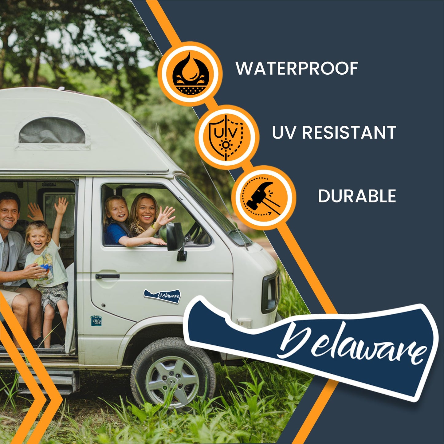 Magnet Me Up Delaware State Magnet - 6x3.5 Inches, Collectible US State Shape Fridge Magnet, Durable Full-Color UV Vinyl, Travel Souvenir Magnetic Decal, Made in The USA, Decor Gift