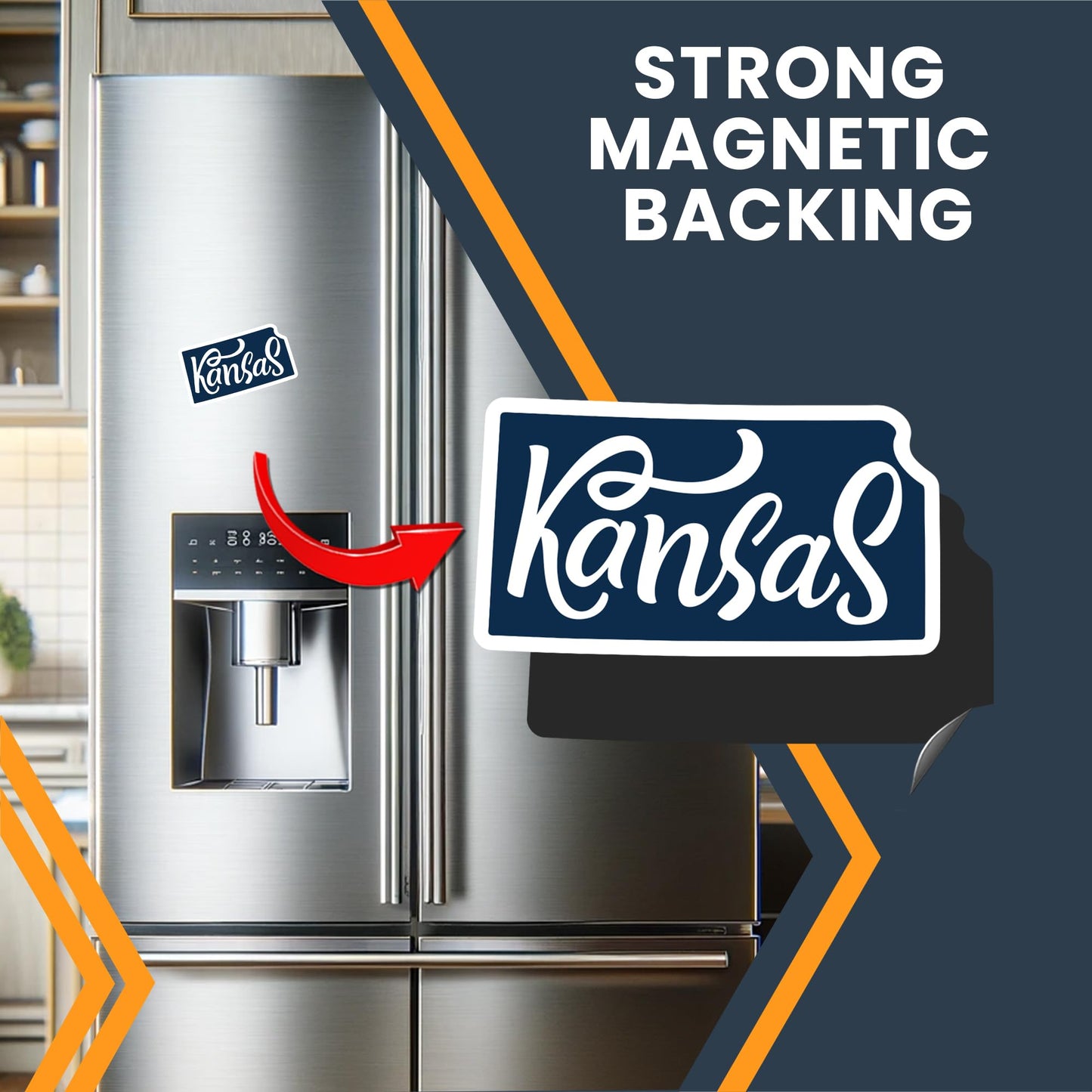 Magnet Me Up Kansas State Magnet - 6x3.5 Inches, Collectible US State Shape Fridge Magnet, Durable Full-Color UV Vinyl, Travel Souvenir Magnetic Decal, Made in The USA, Decor Gift