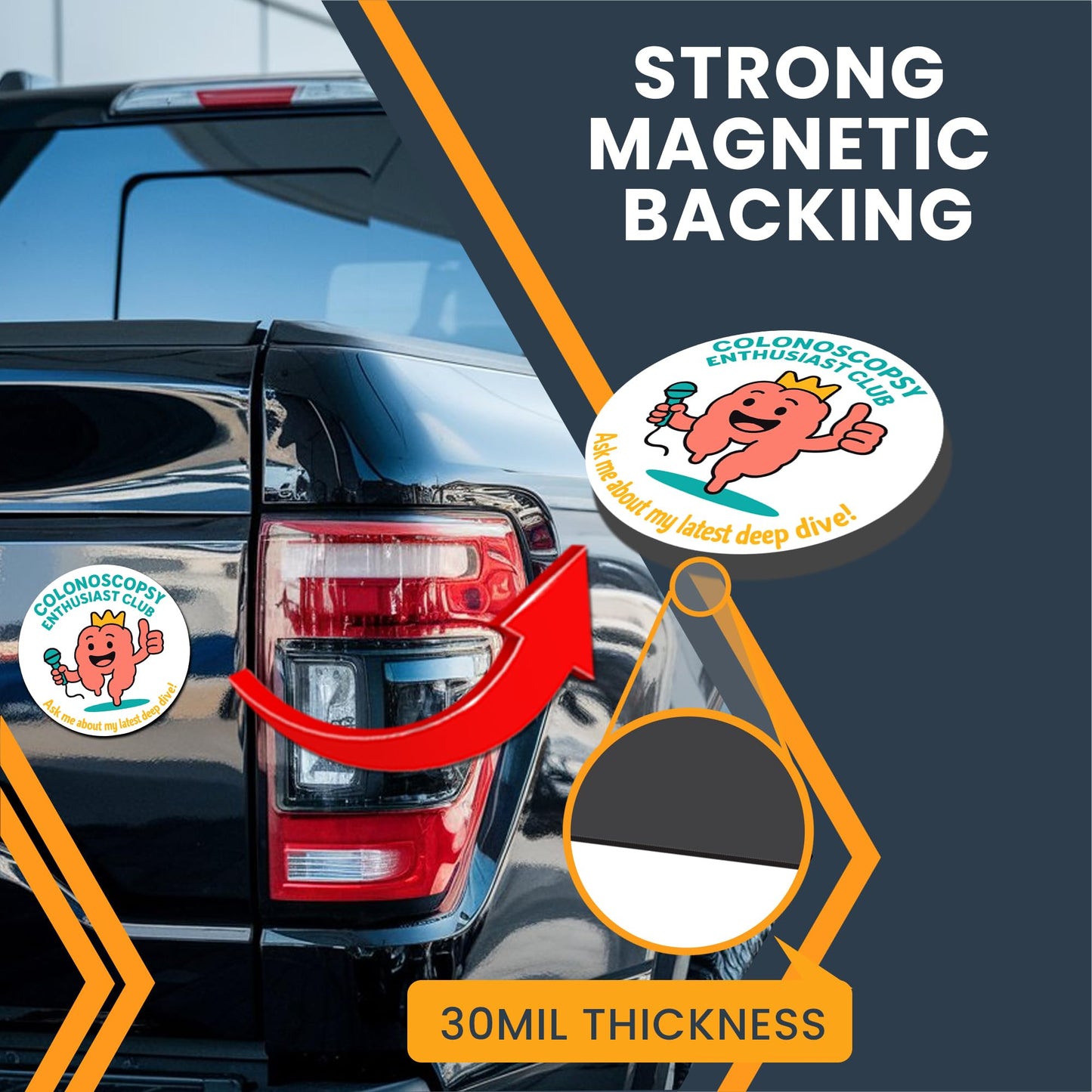 Magnet Me Up Colonoscopy Enthusiast Club Magnetic Decal, Ask Me About My Latest Dive- 5" Round Funny Automotive Magnet, Hilarious Medical Gag Gift, Full-Color Vinyl Magnet, Made in The USA
