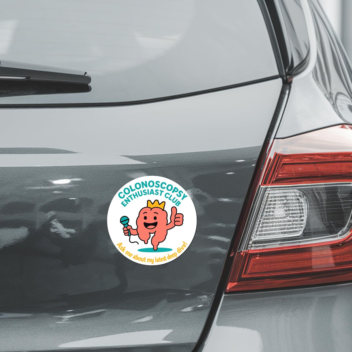 Magnet Me Up Colonoscopy Enthusiast Club Magnetic Decal, Ask Me About My Latest Dive- 5" Round Funny Automotive Magnet, Hilarious Medical Gag Gift, Full-Color Vinyl Magnet, Made in The USA